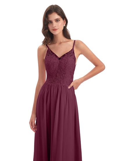 Addison Spaghetti Straps Lace Bridesmaid Dresses
