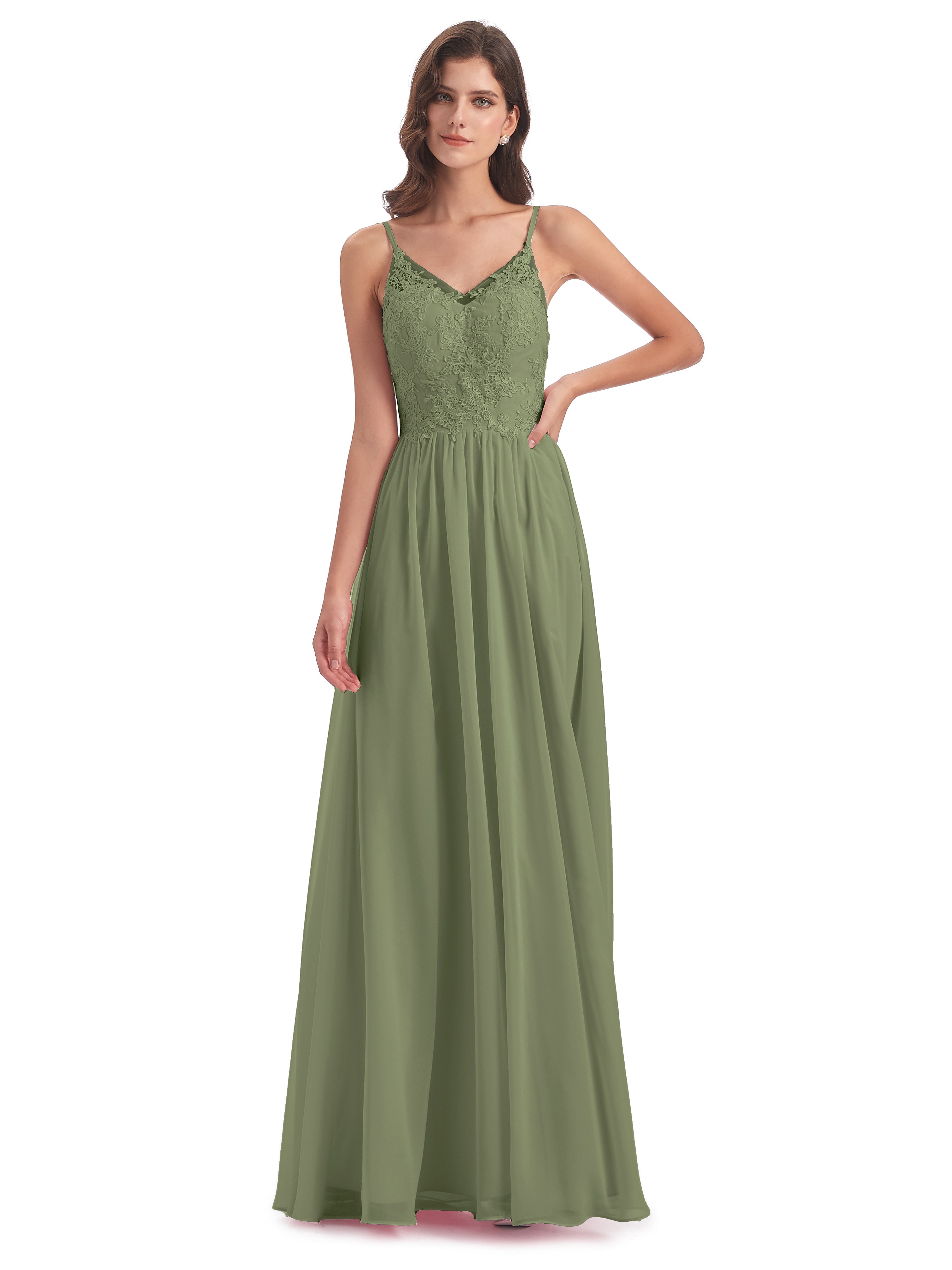Addison Spaghetti Straps Lace Bridesmaid Dresses