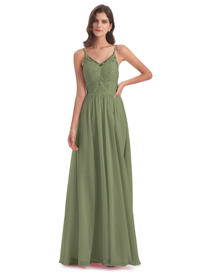 Addison Spaghetti Straps Lace Bridesmaid Dresses