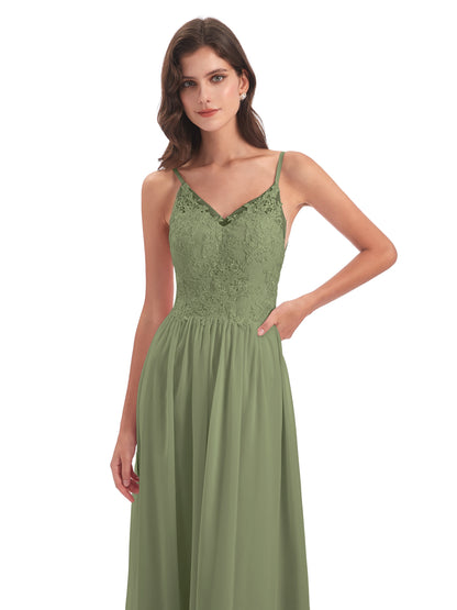 Addison Spaghetti Straps Lace Bridesmaid Dresses