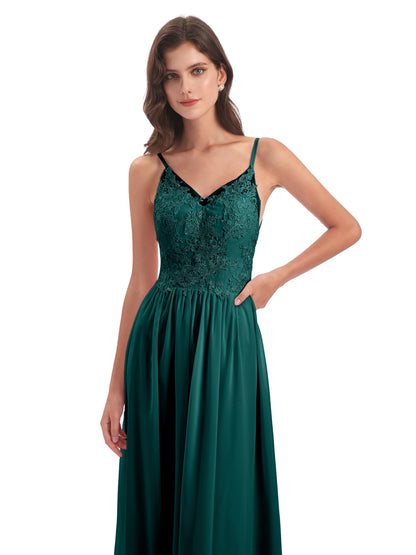 Addison Spaghetti Straps Lace Bridesmaid Dresses