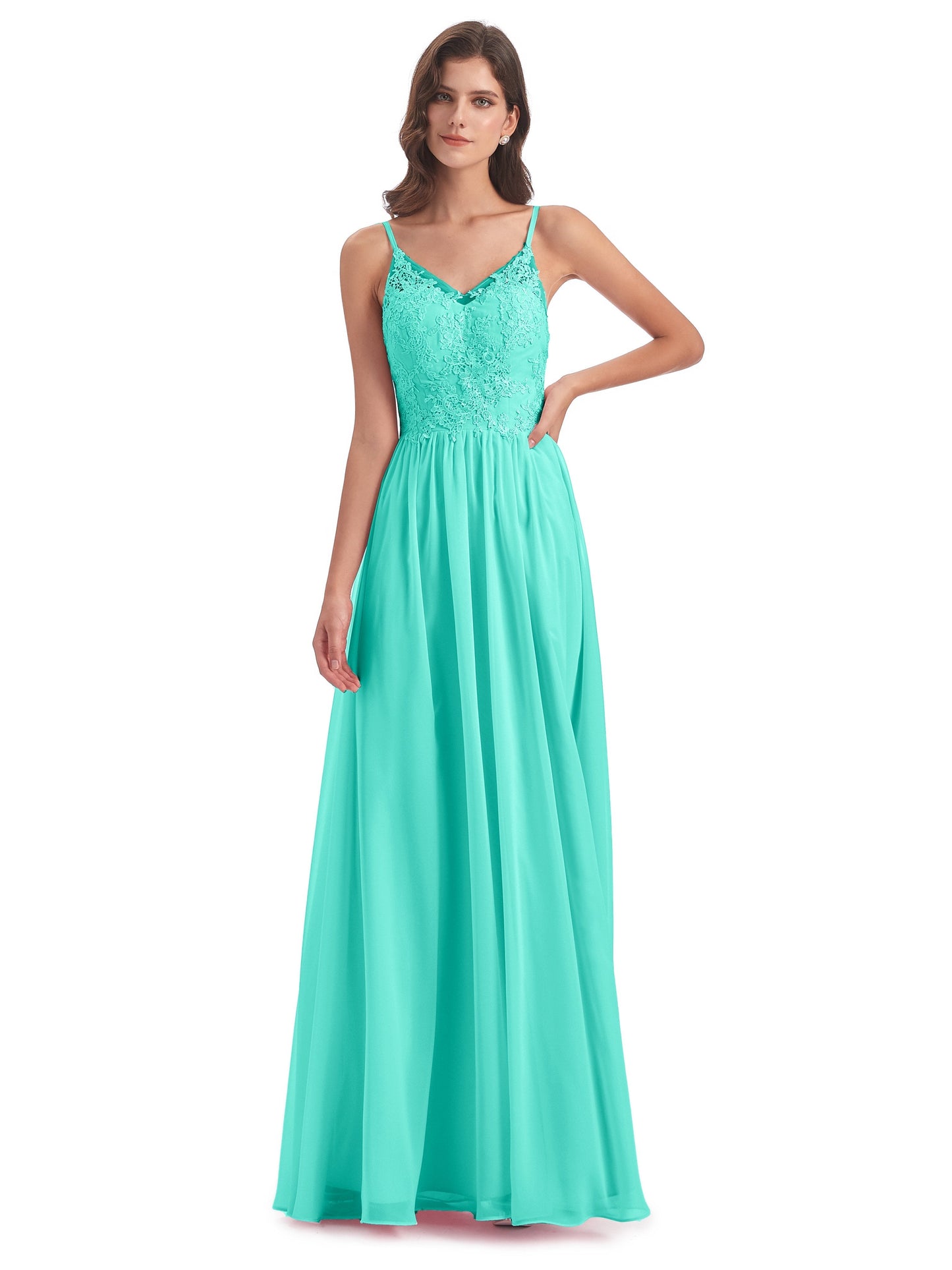 Addison Spaghetti Straps Lace Bridesmaid Dresses
