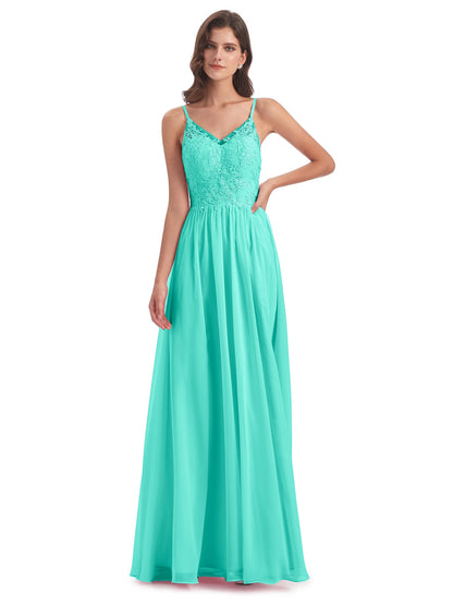 Addison Spaghetti Straps Lace Bridesmaid Dresses