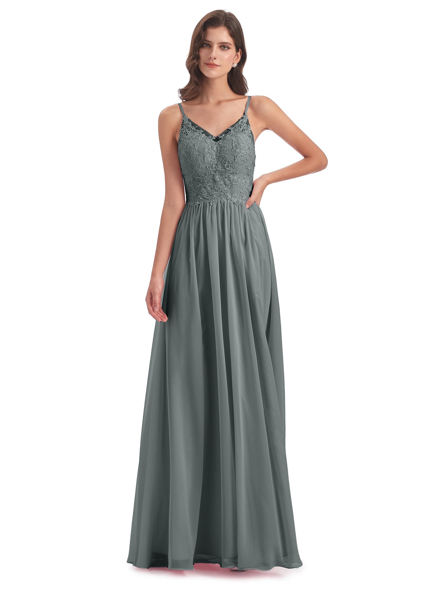 Addison Spaghetti Straps Lace Bridesmaid Dresses