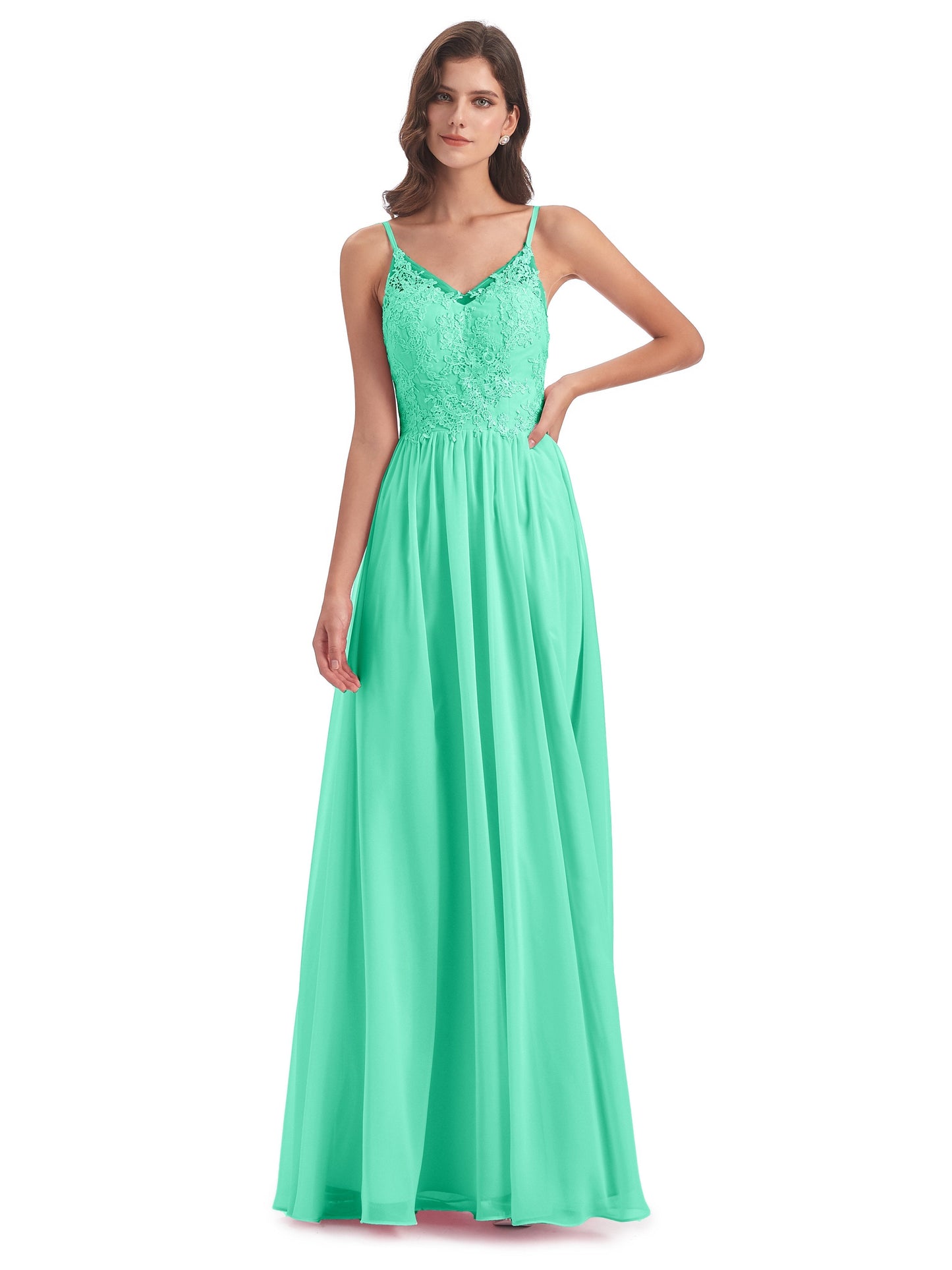 Addison Spaghetti Straps Lace Bridesmaid Dresses