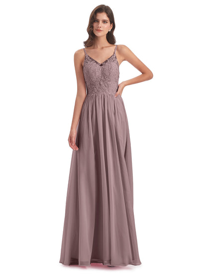 Addison Spaghetti Straps Lace Bridesmaid Dresses
