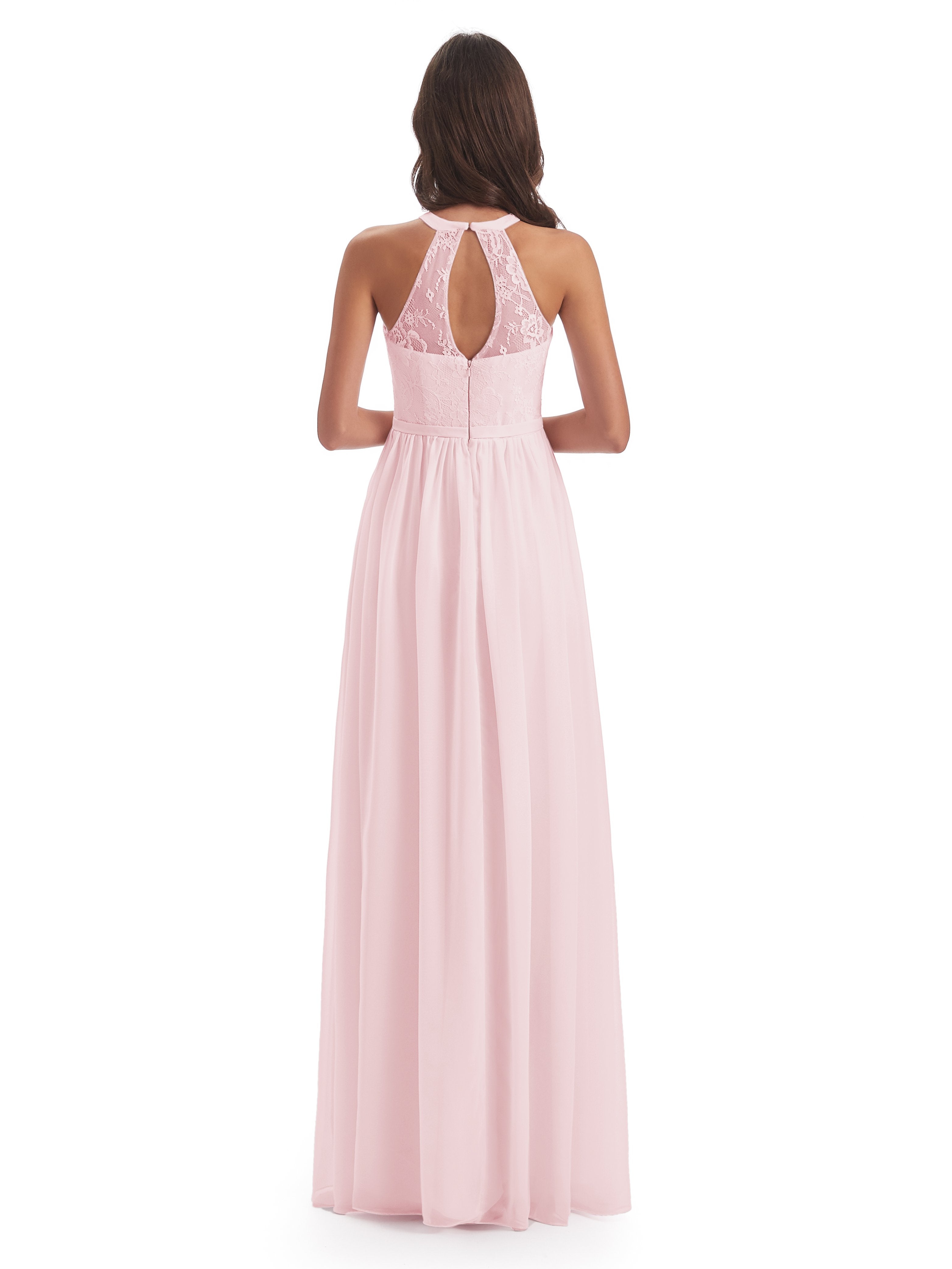 Ailani Halter Split Lace Long Bridesmaid Dresses