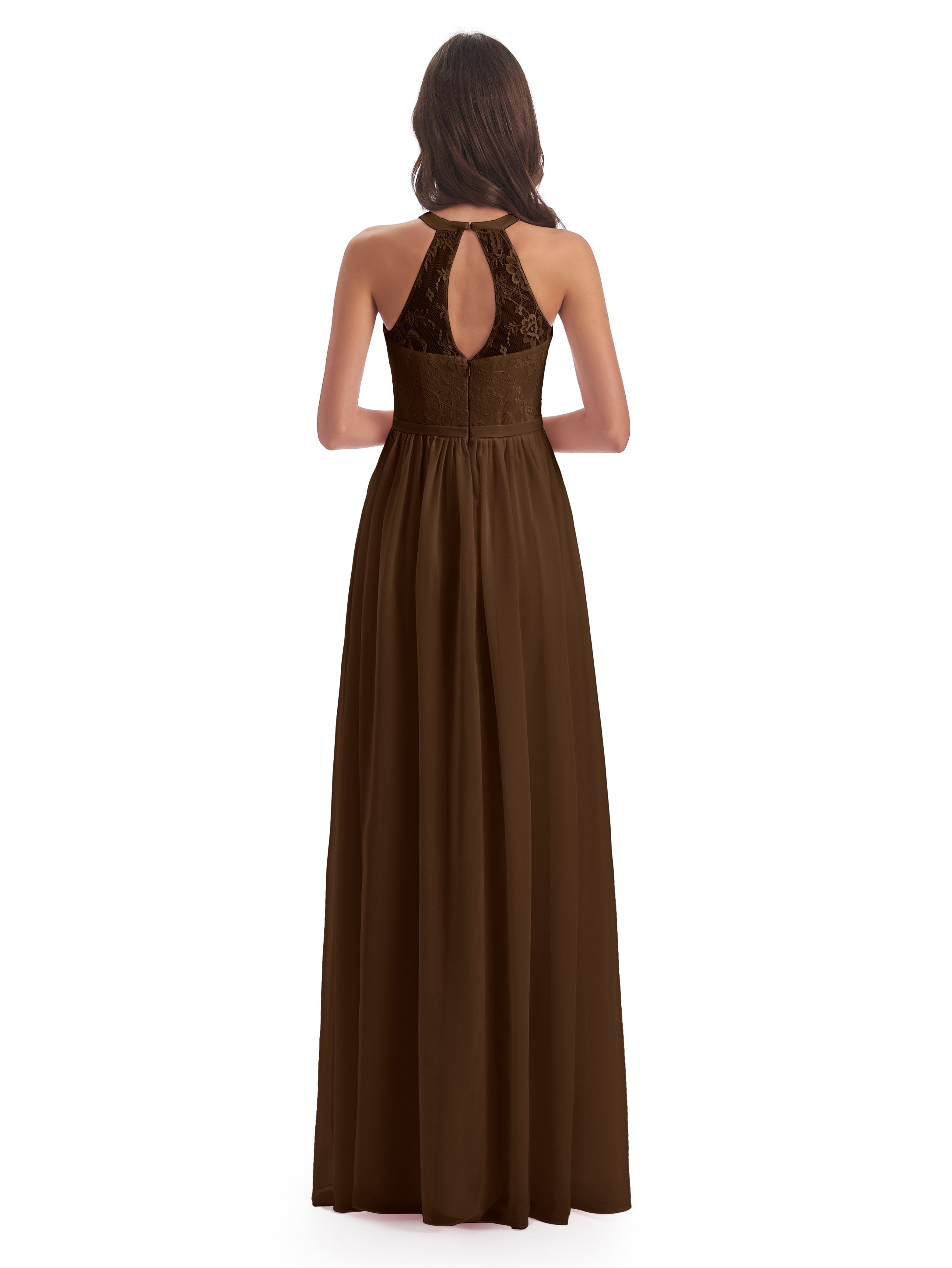 Ailani Halter Split Lace Long Bridesmaid Dresses