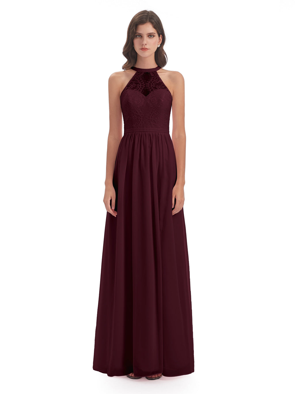 Ailani Halter Split Lace Long Bridesmaid Dresses