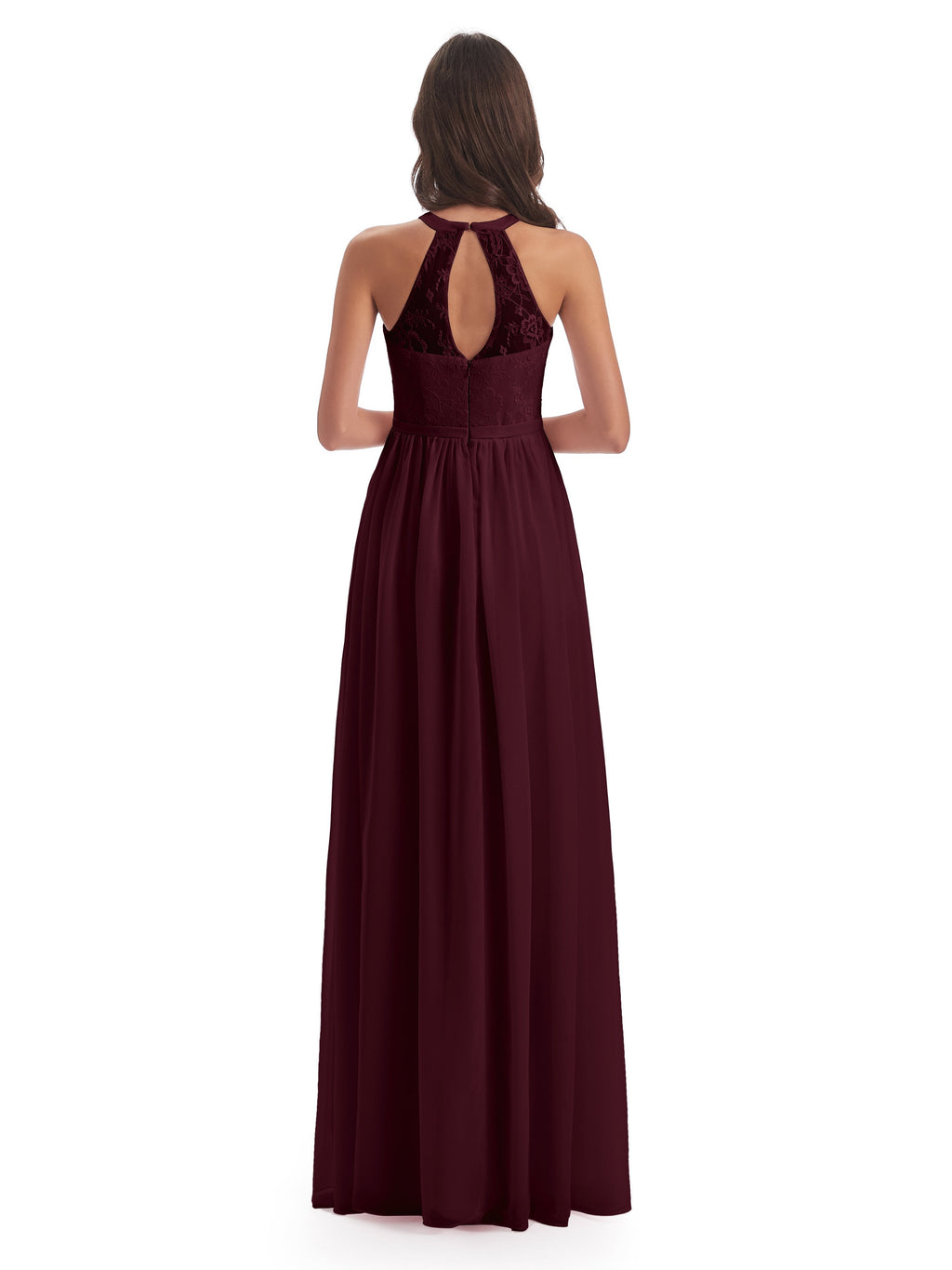 Ailani Halter Split Lace Long Bridesmaid Dresses