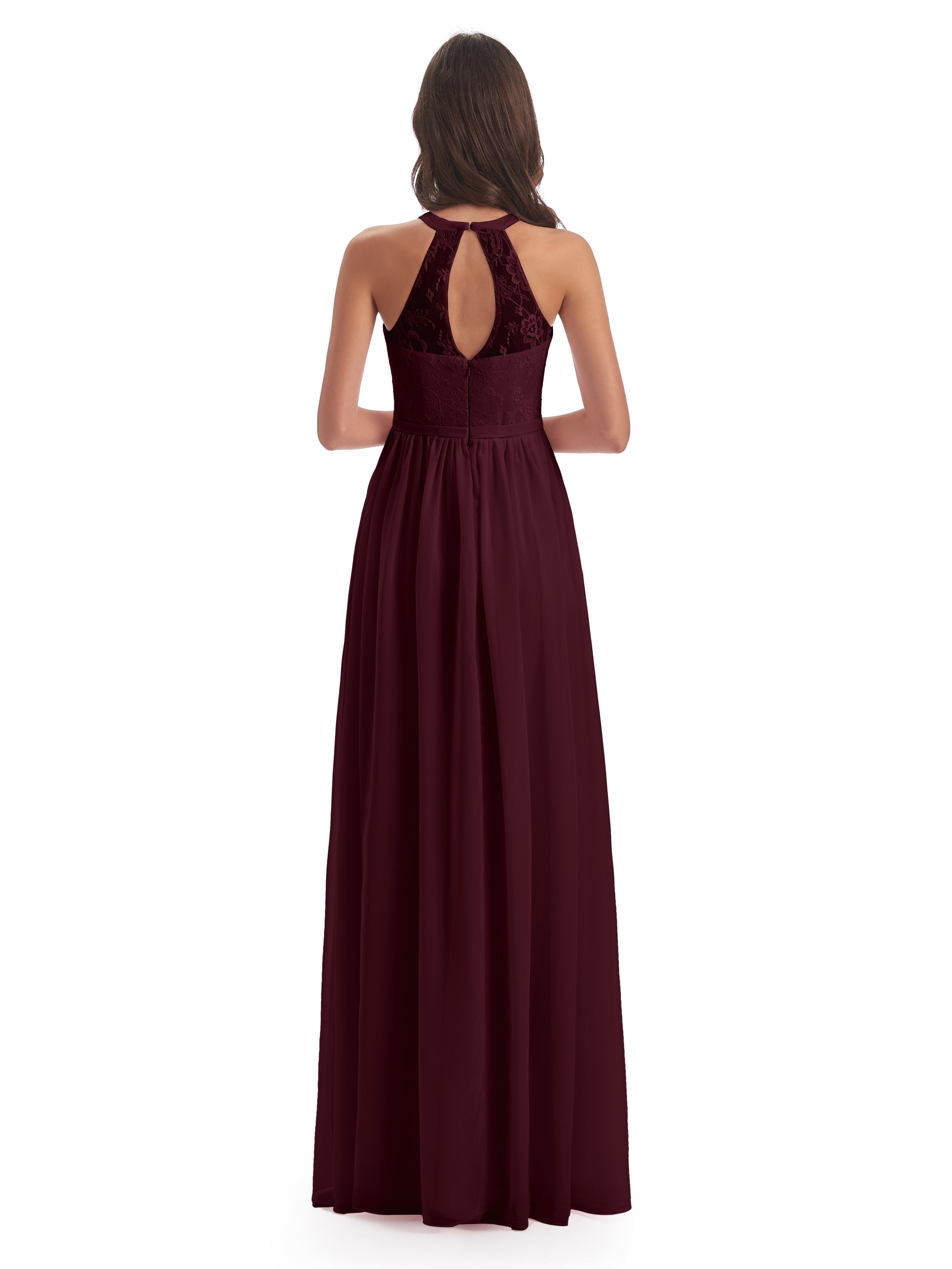 Ailani Halter Split Lace Long Bridesmaid Dresses