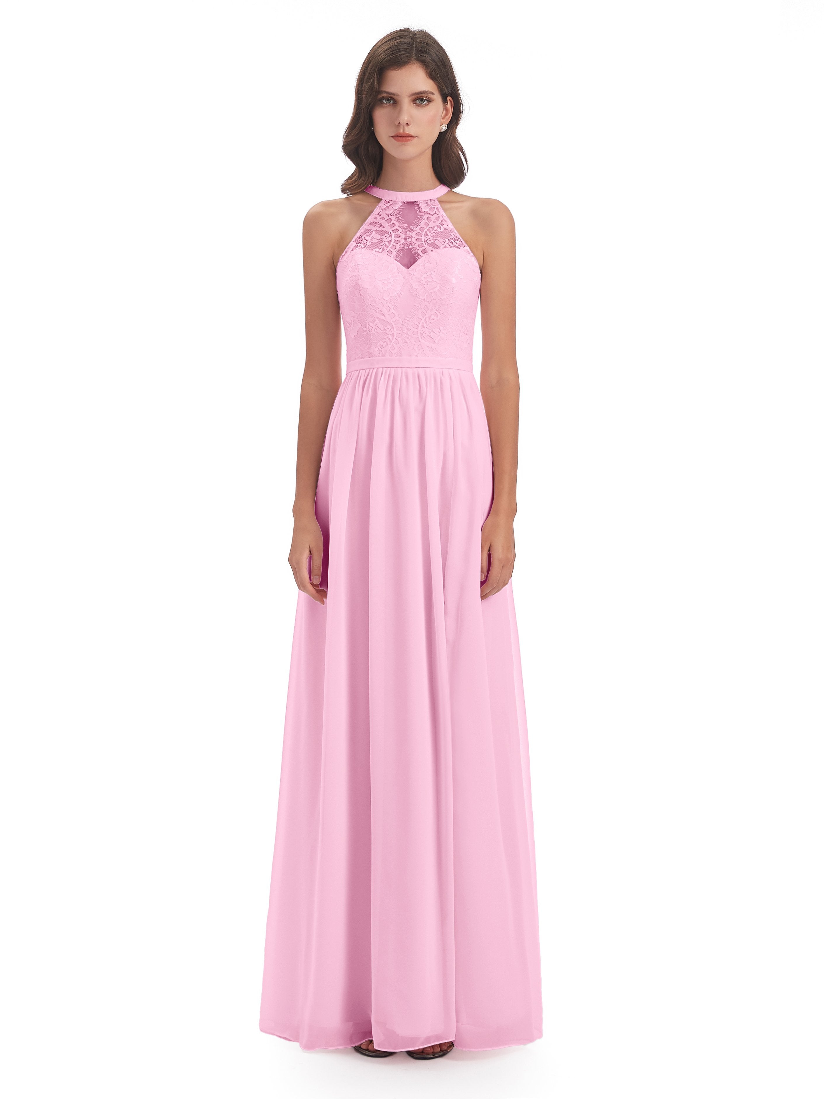Ailani Halter Split Lace Long Bridesmaid Dresses
