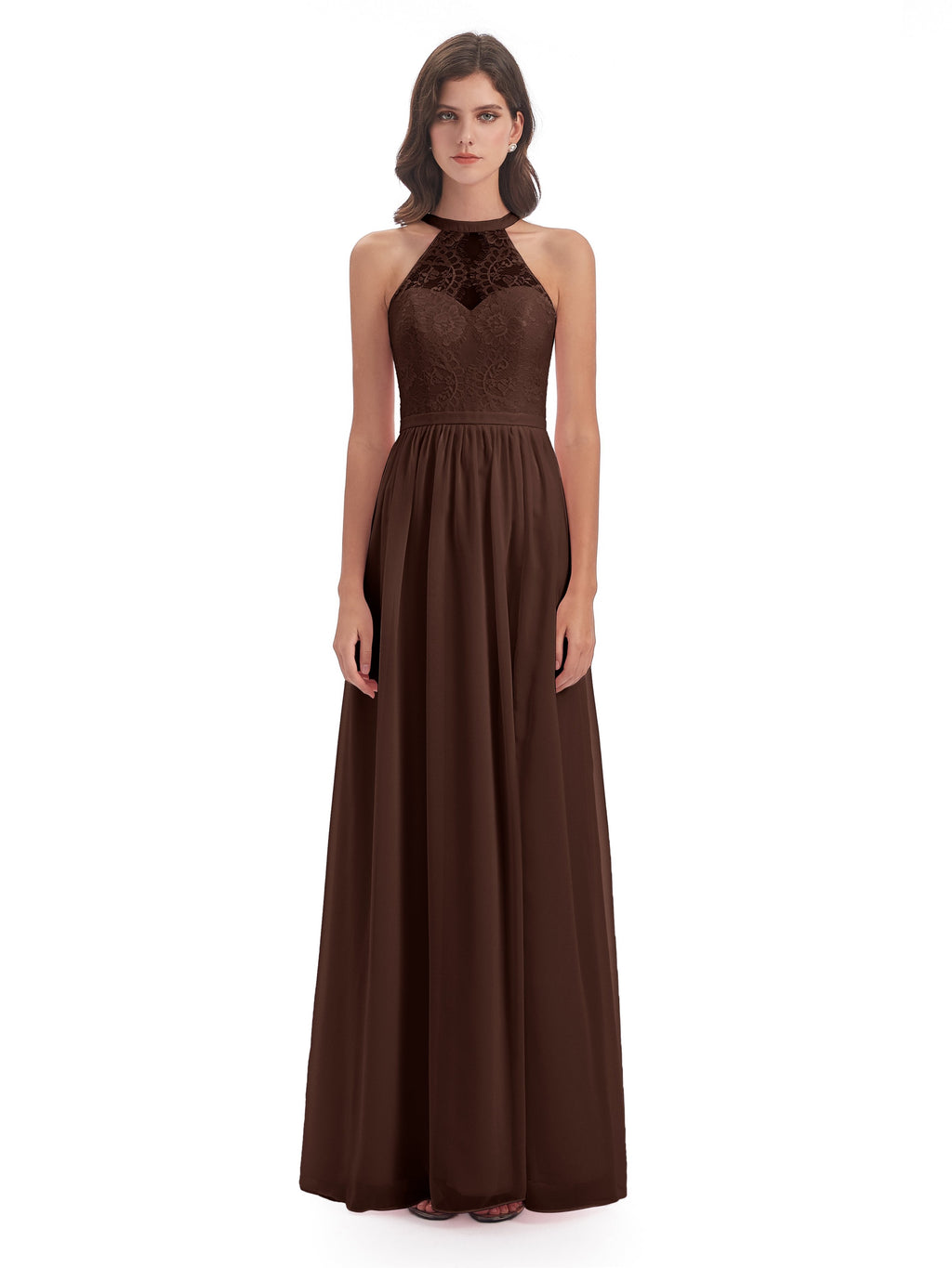Ailani Halter Split Lace Long Bridesmaid Dresses