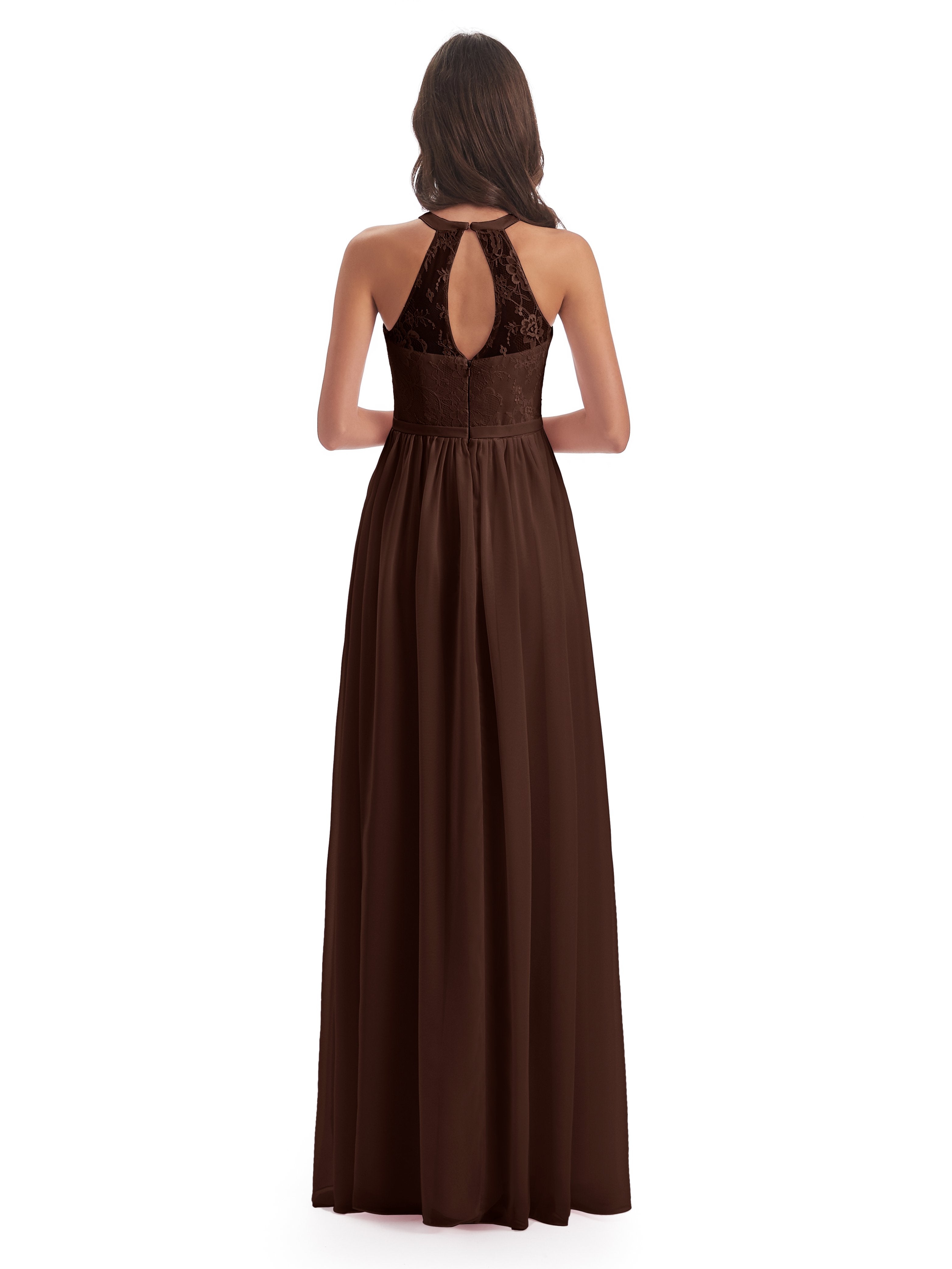 Ailani Halter Split Lace Long Bridesmaid Dresses