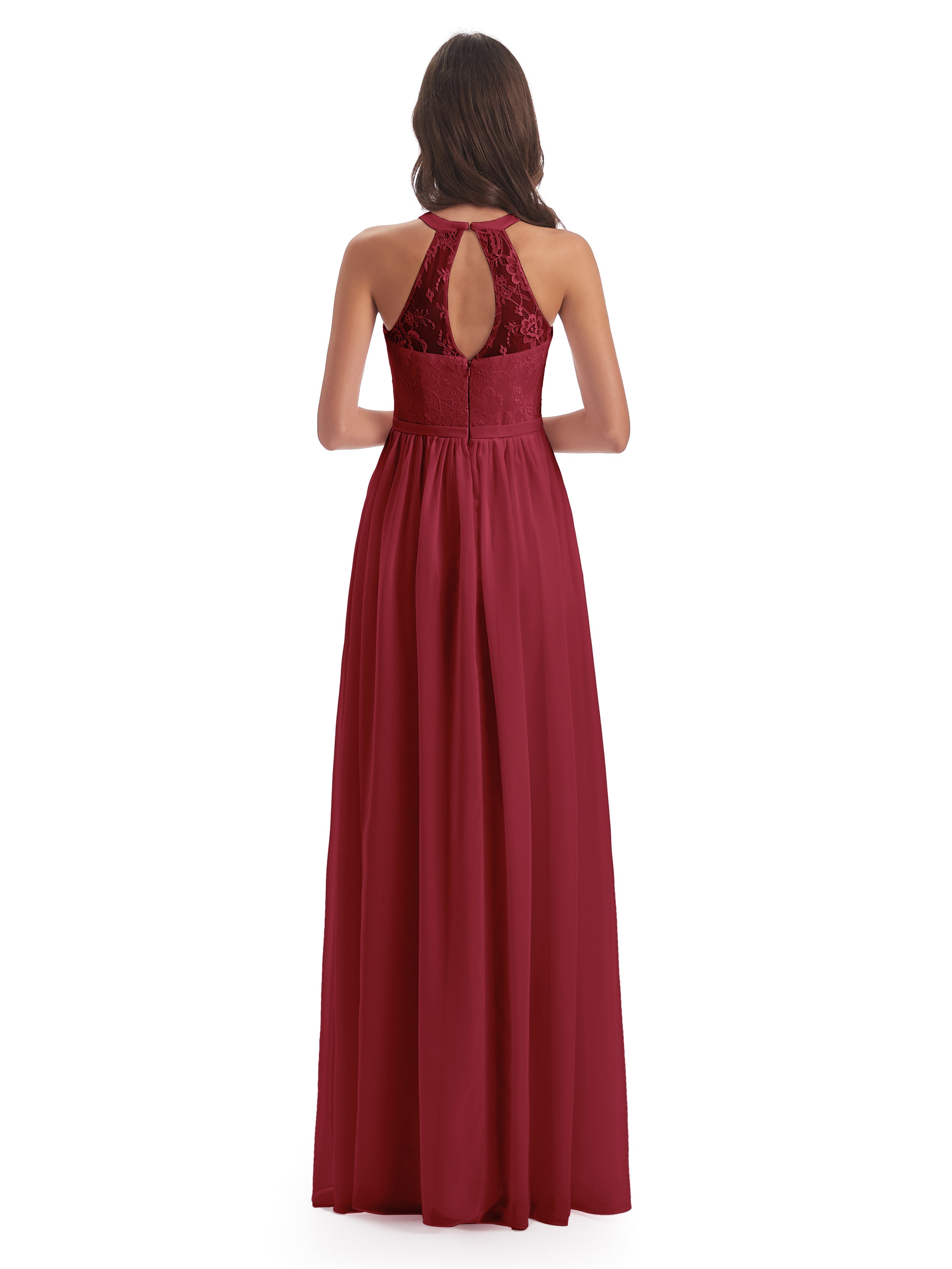Ailani Halter Split Lace Long Bridesmaid Dresses