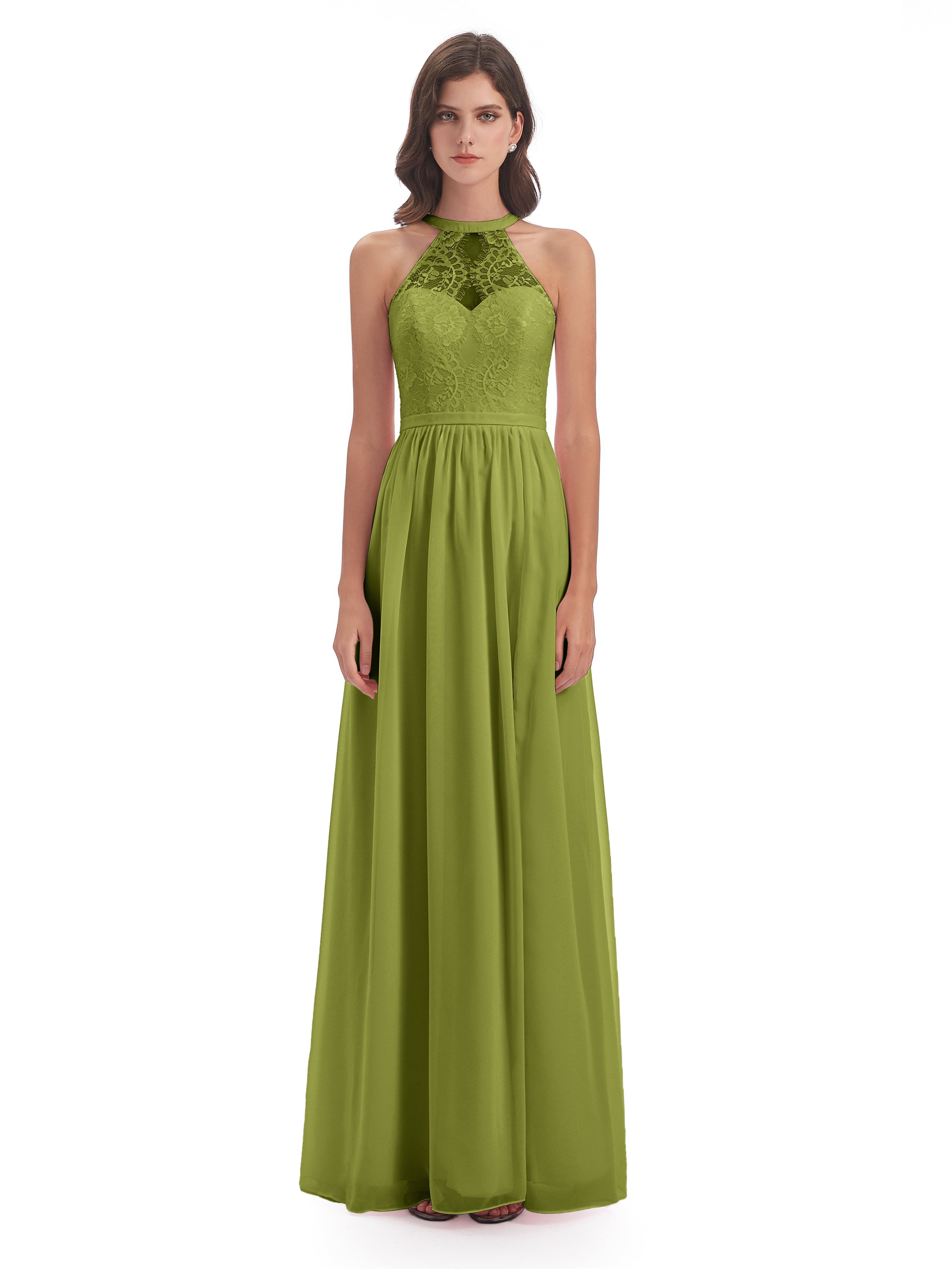 Ailani Halter Split Lace Long Bridesmaid Dresses