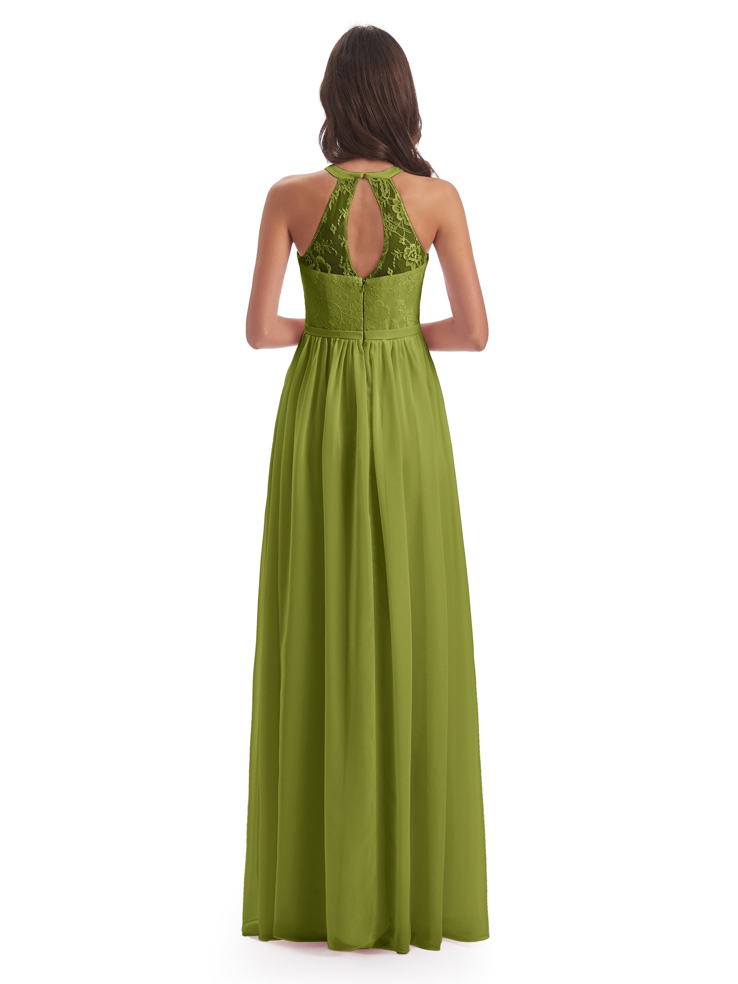 Ailani Halter Split Lace Long Bridesmaid Dresses