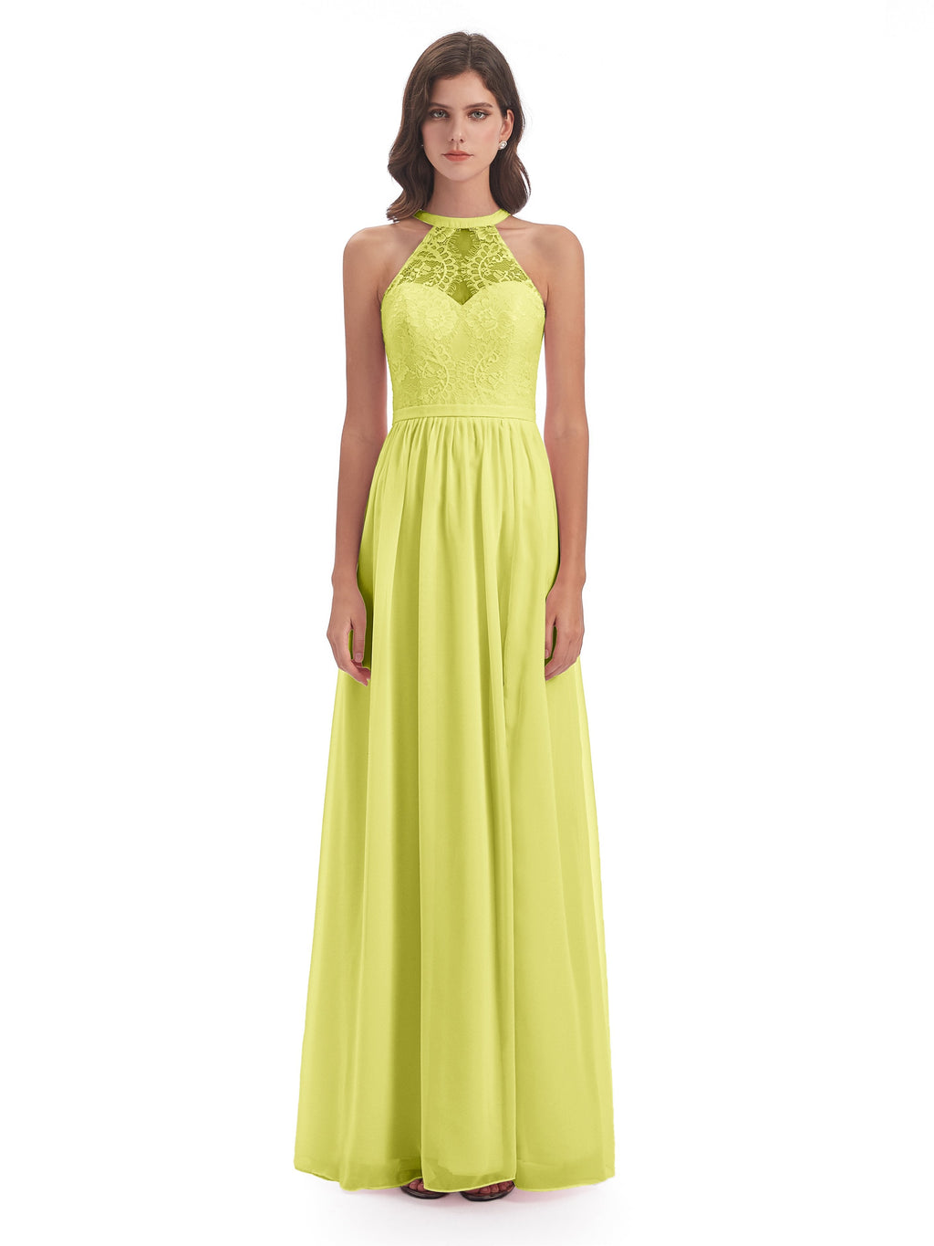 Ailani Halter Split Lace Long Bridesmaid Dresses
