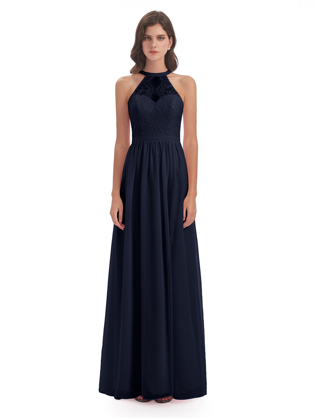 Ailani Halter Split Lace Long Bridesmaid Dresses