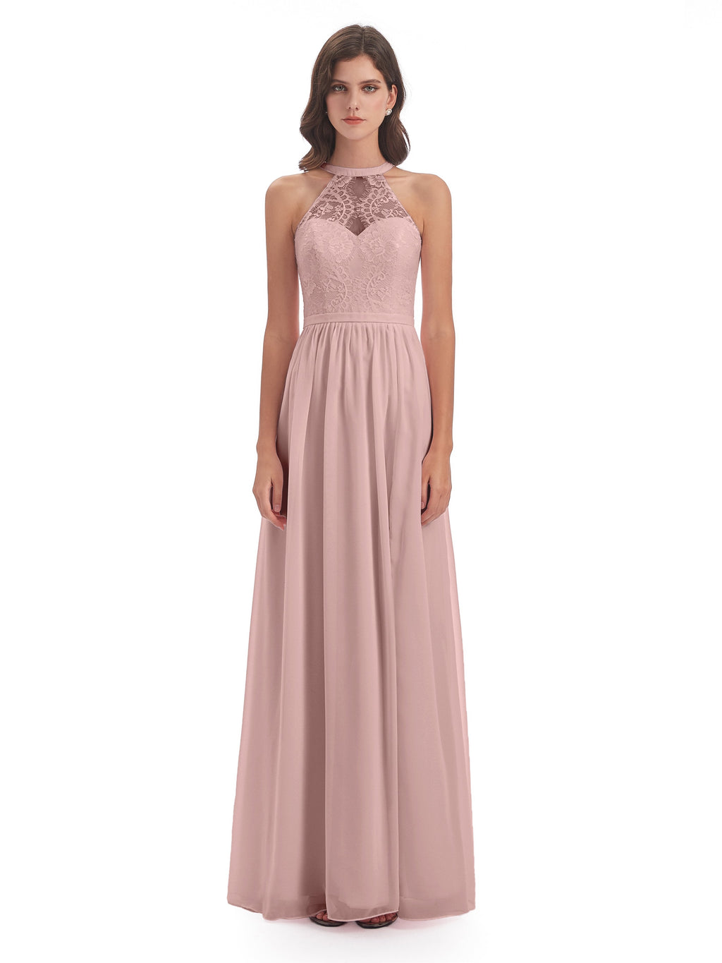 Ailani Halter Split Lace Long Bridesmaid Dresses