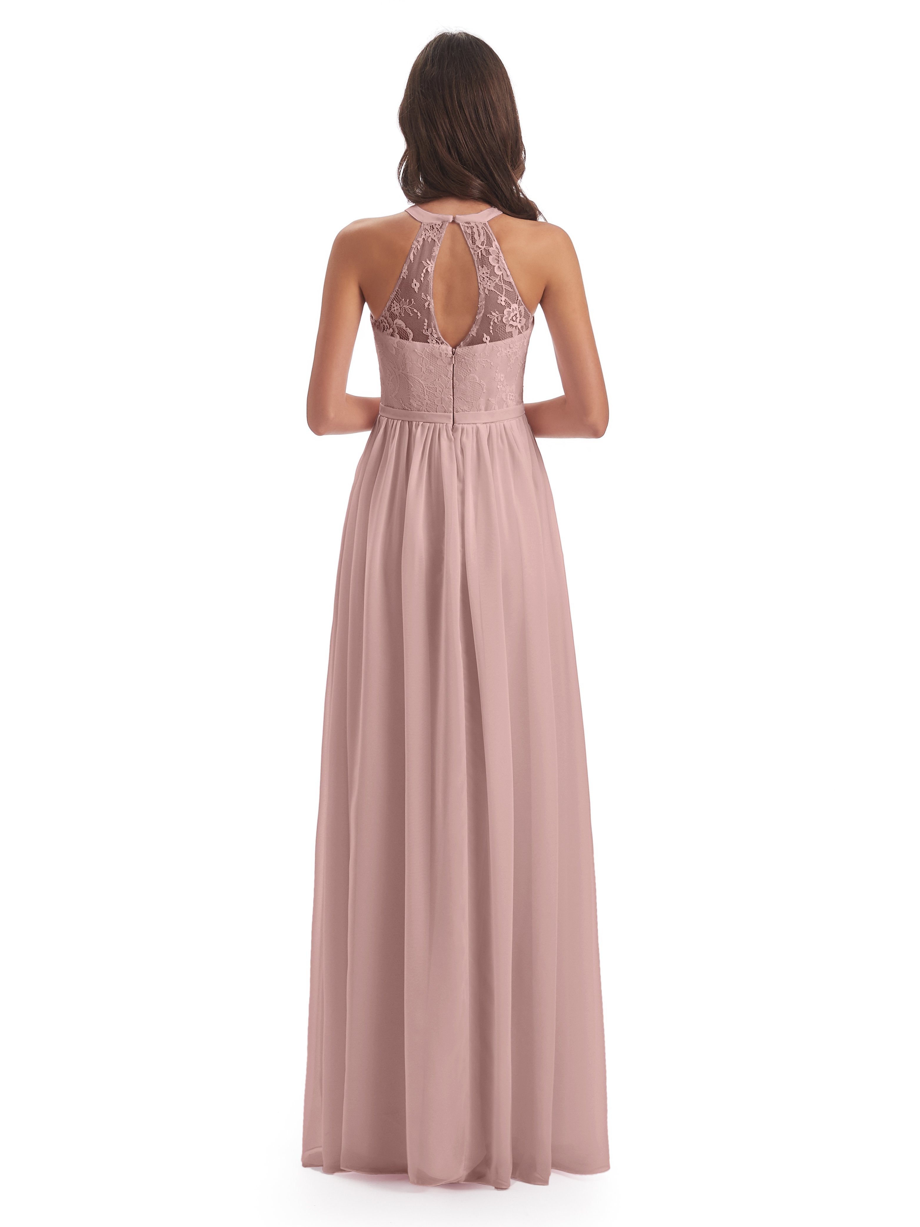 Ailani Halter Split Lace Long Bridesmaid Dresses