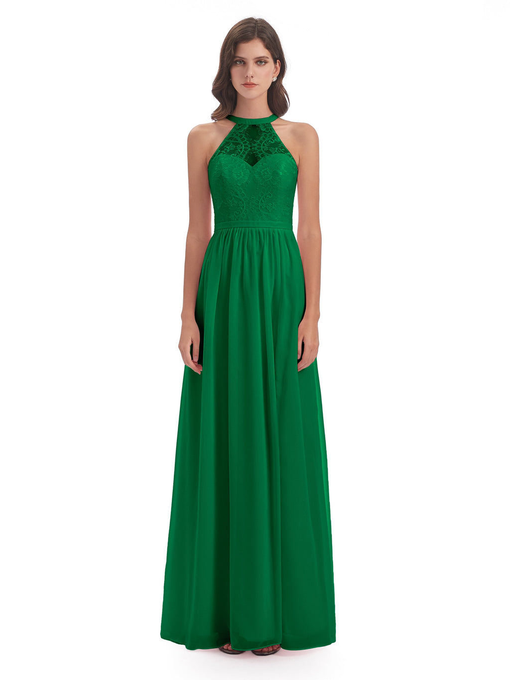 Ailani Halter Split Lace Long Bridesmaid Dresses