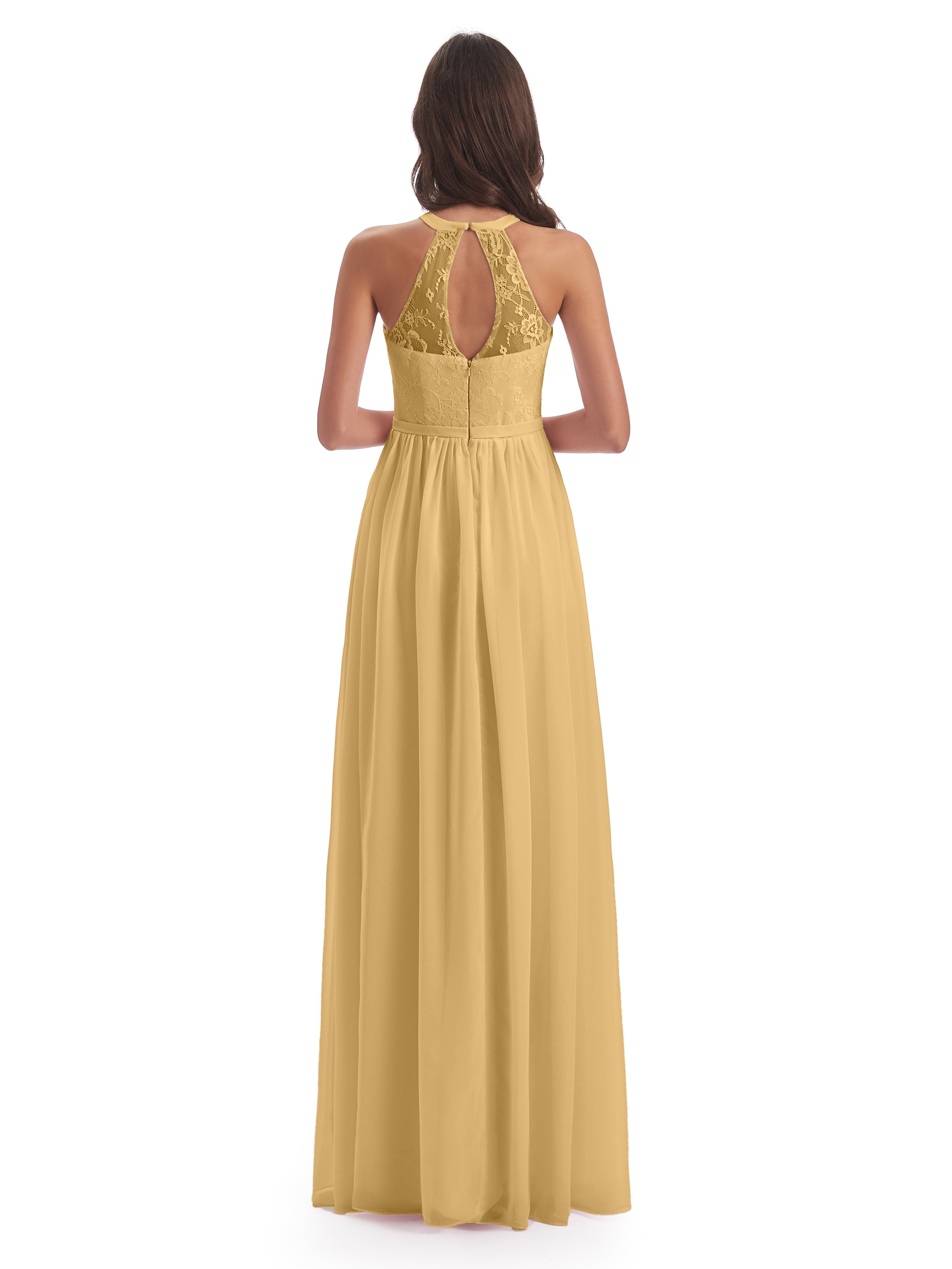Ailani Halter Split Lace Long Bridesmaid Dresses