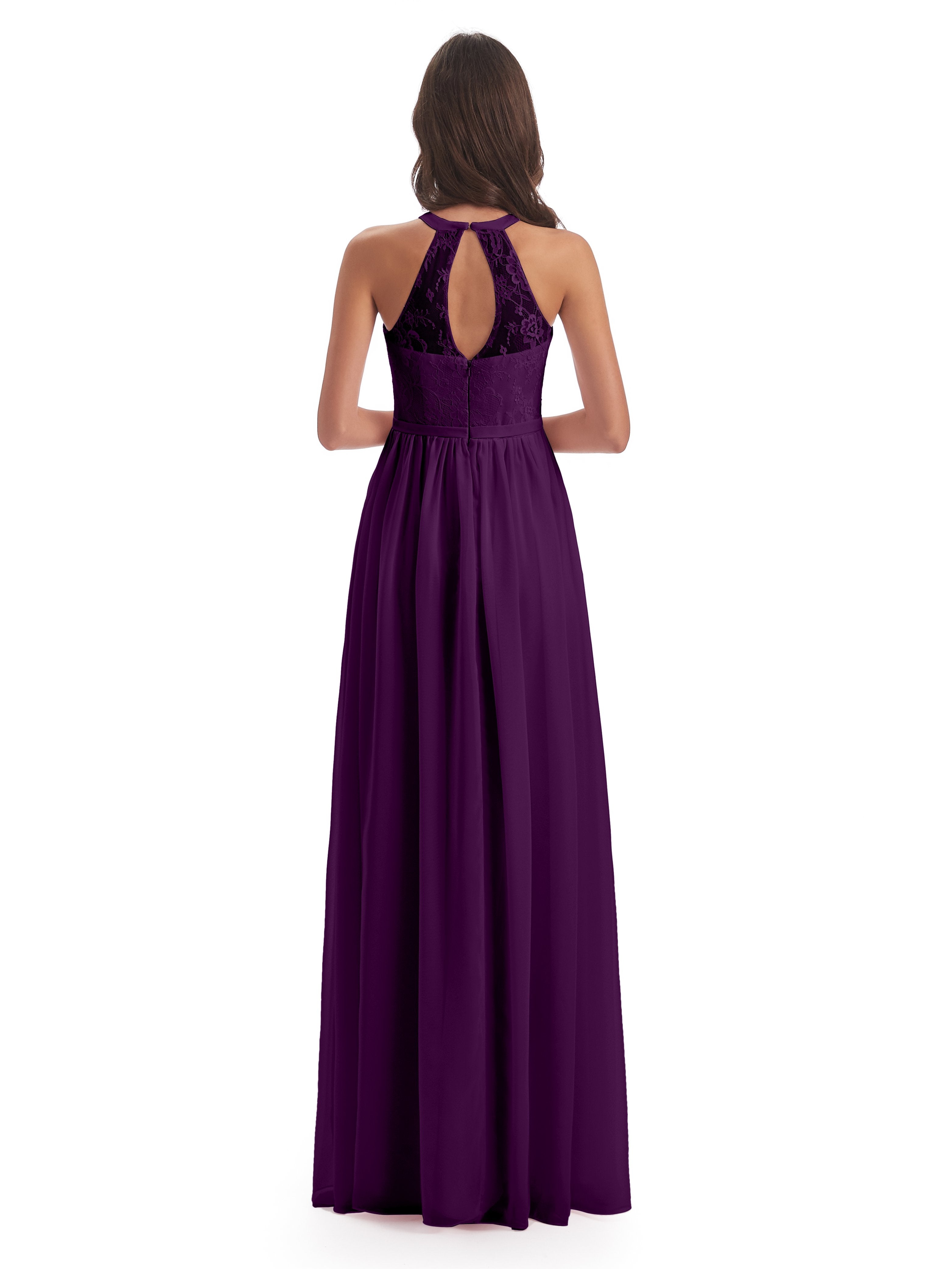 Ailani Halter Split Lace Long Bridesmaid Dresses