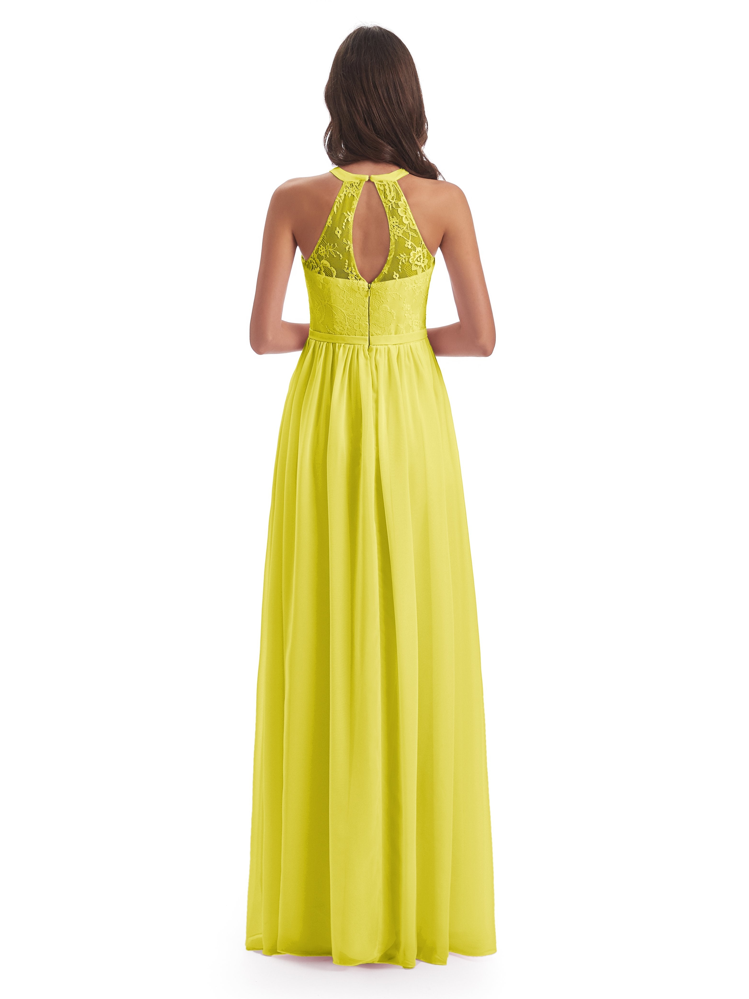 Ailani Halter Split Lace Long Bridesmaid Dresses