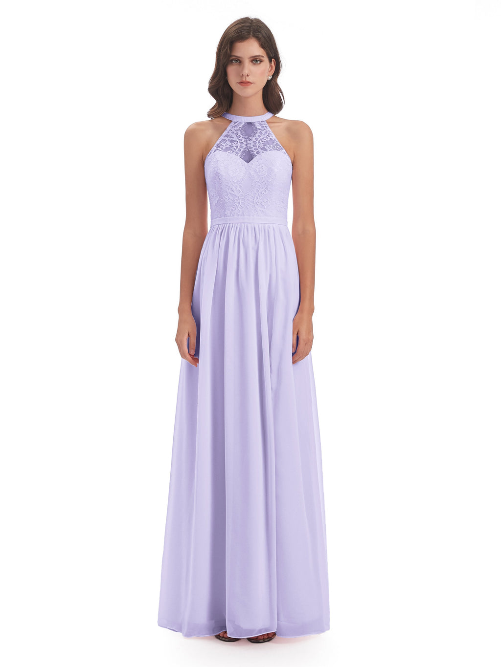 Ailani Halter Split Lace Long Bridesmaid Dresses