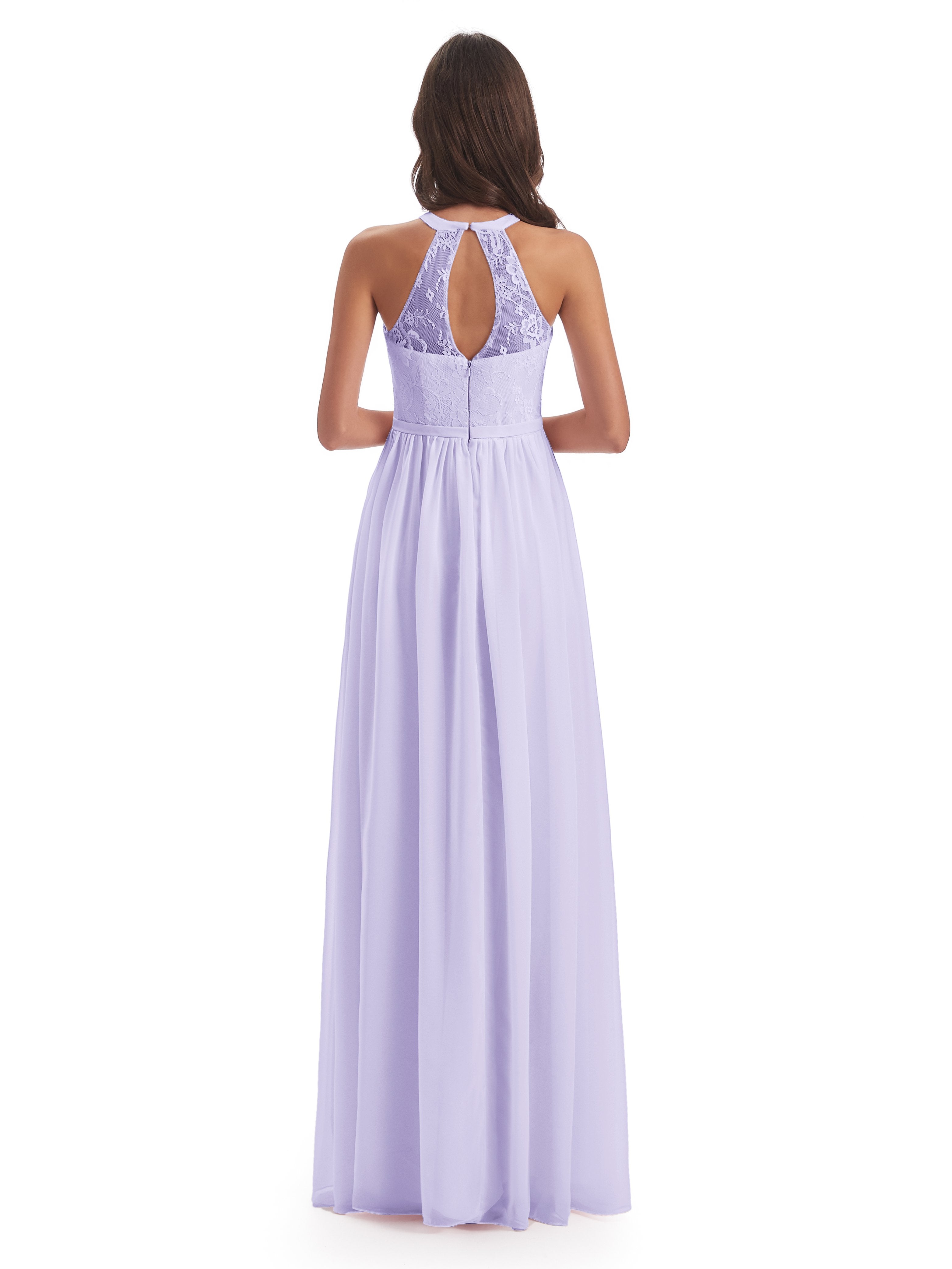 Ailani Halter Split Lace Long Bridesmaid Dresses