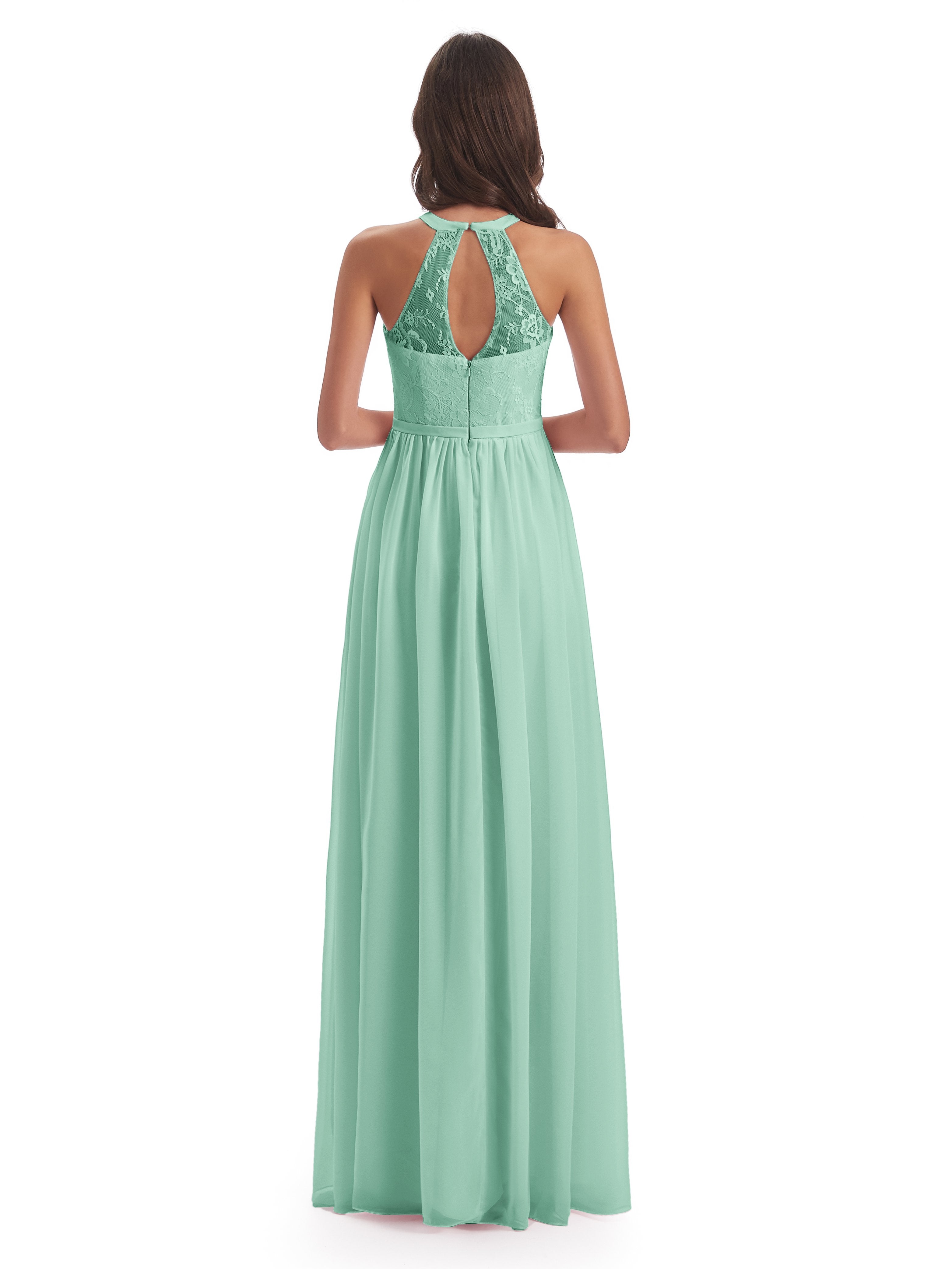 Ailani Halter Split Lace Long Bridesmaid Dresses