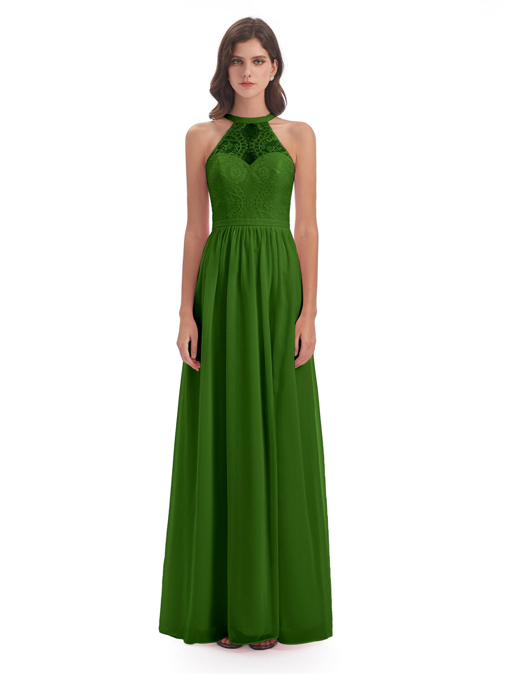 Ailani Halter Split Lace Long Bridesmaid Dresses