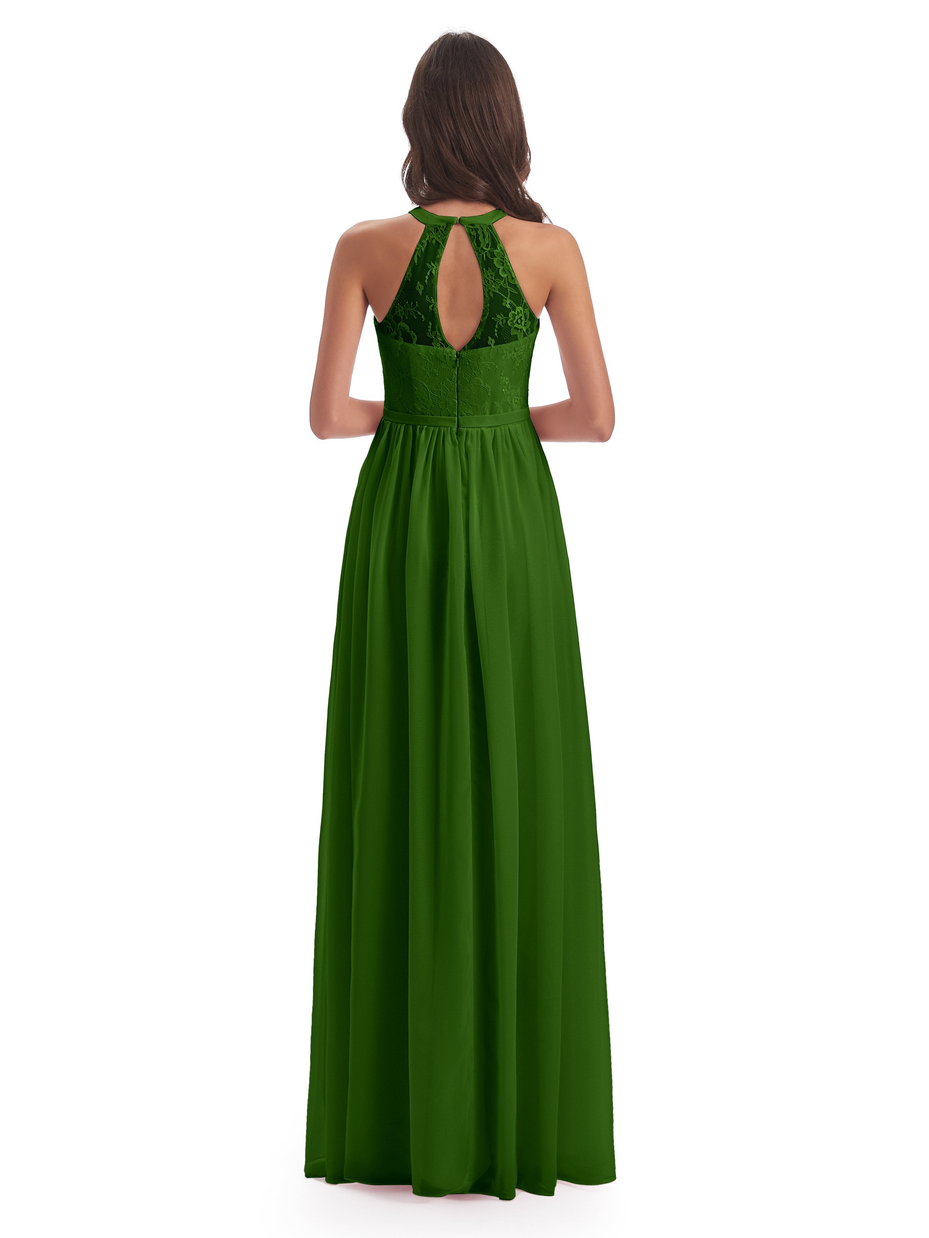Ailani Halter Split Lace Long Bridesmaid Dresses