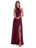 Ailani Halter Split Lace Long Bridesmaid Dresses