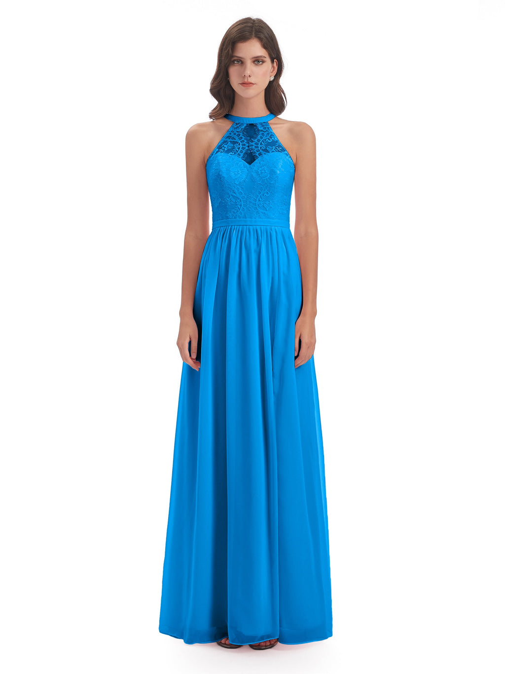 Ailani Halter Split Lace Long Bridesmaid Dresses