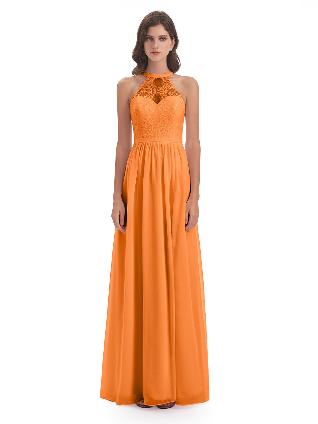 Ailani Halter Split Lace Long Bridesmaid Dresses