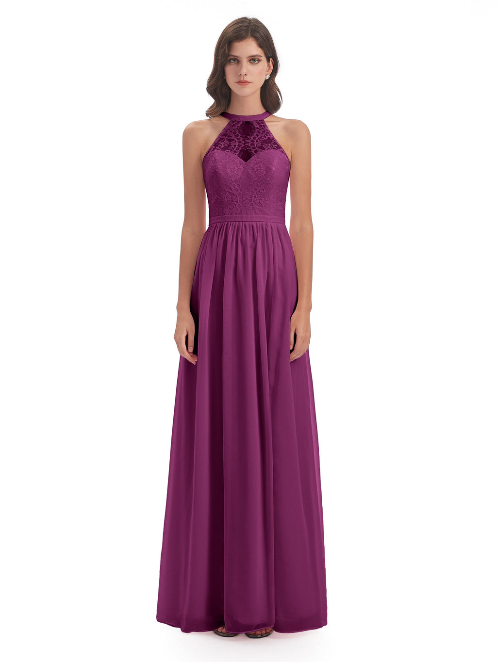 Ailani Halter Split Lace Long Bridesmaid Dresses