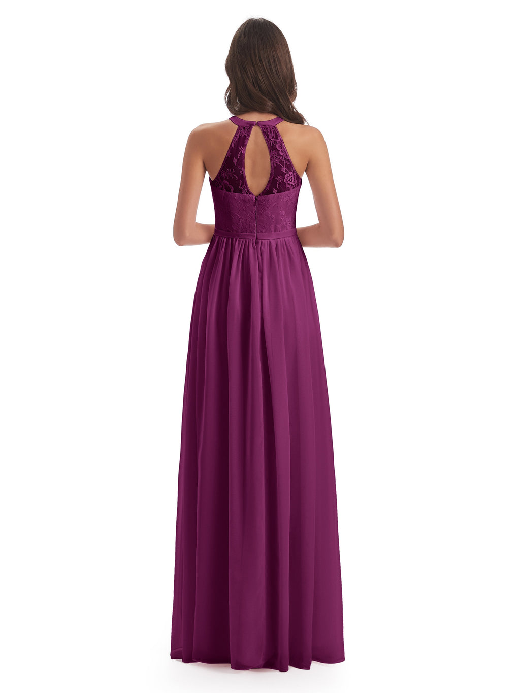 Ailani Halter Split Lace Long Bridesmaid Dresses