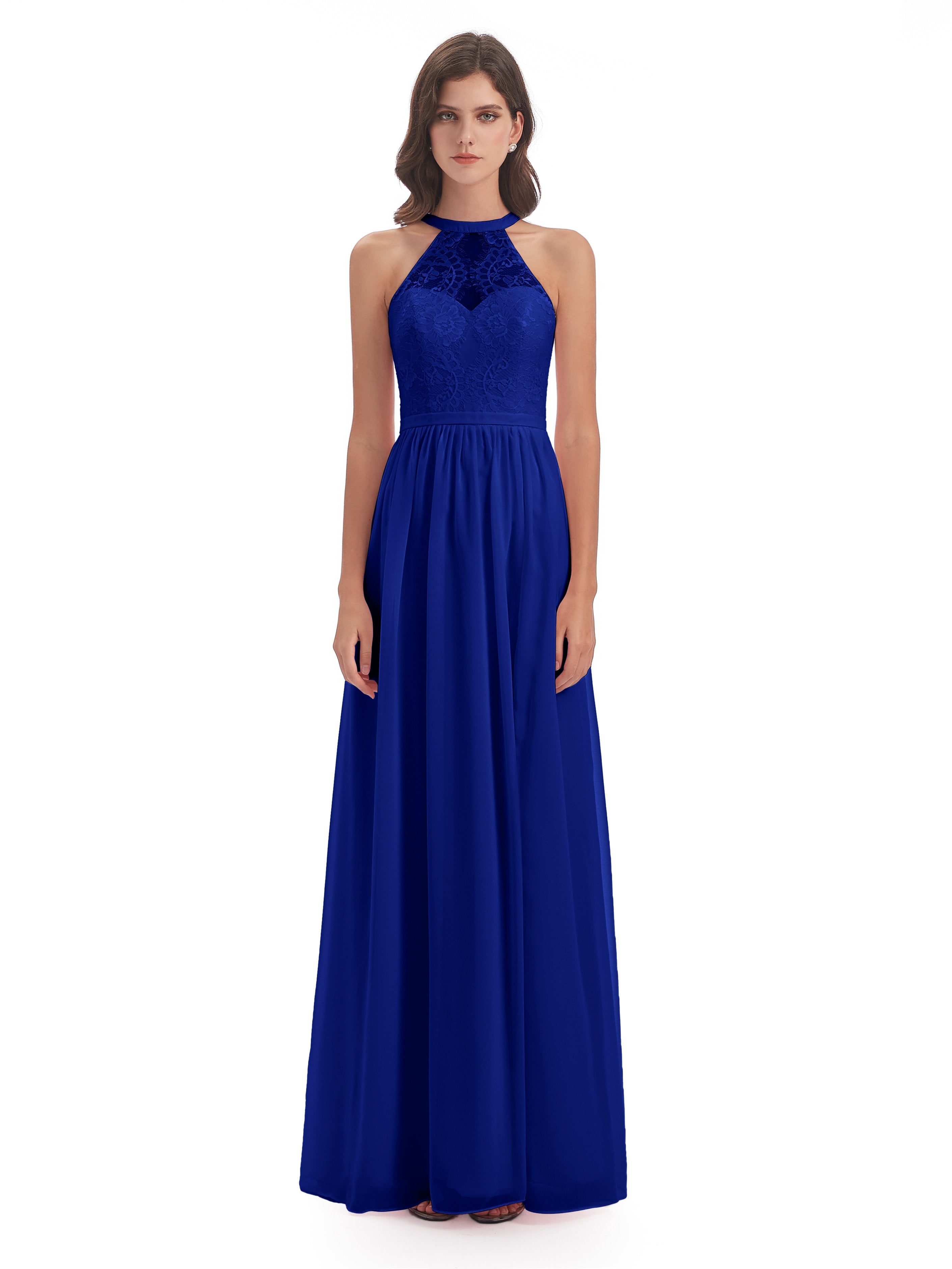 Ailani Halter Split Lace Long Bridesmaid Dresses