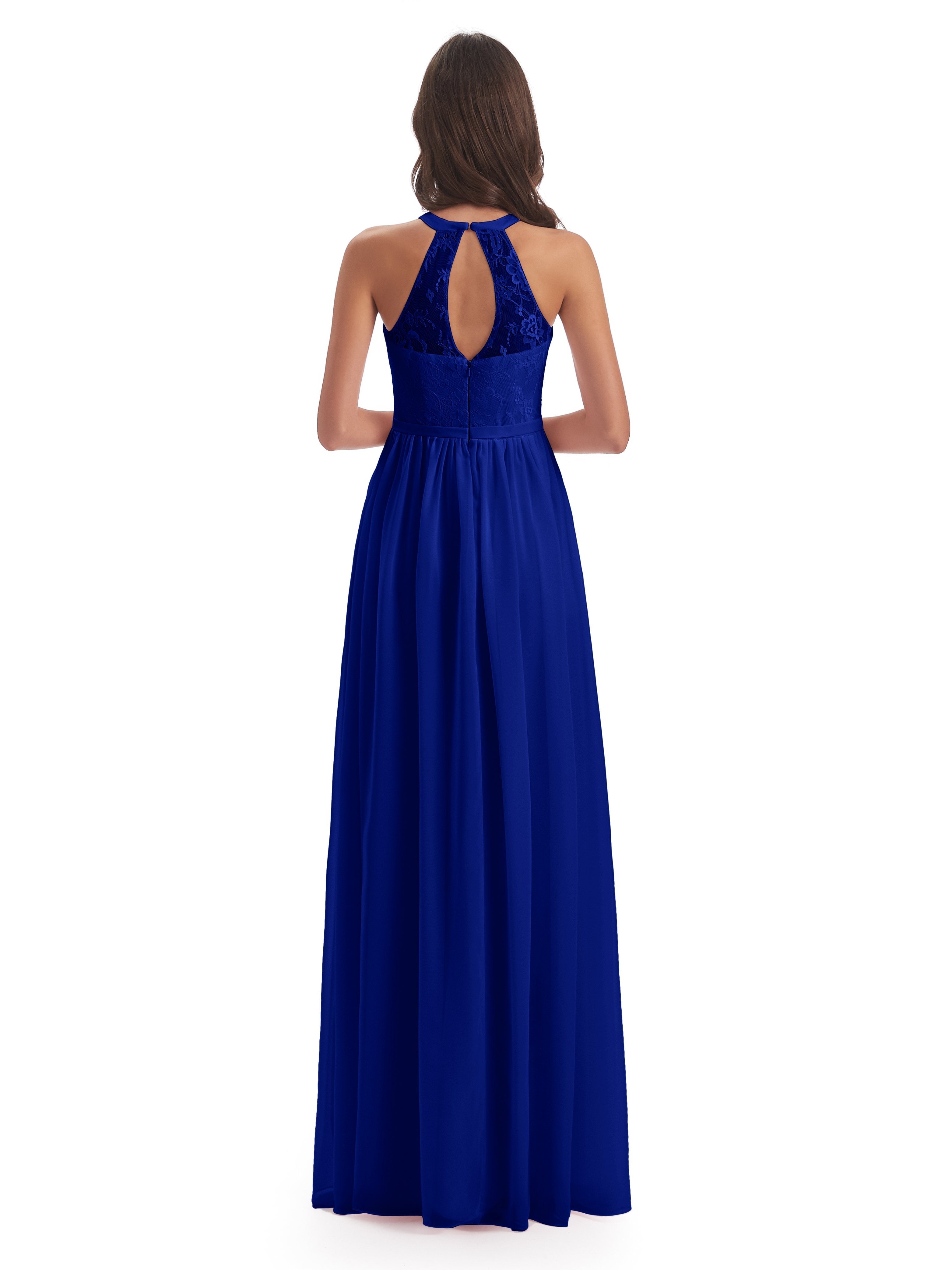 Ailani Halter Split Lace Long Bridesmaid Dresses