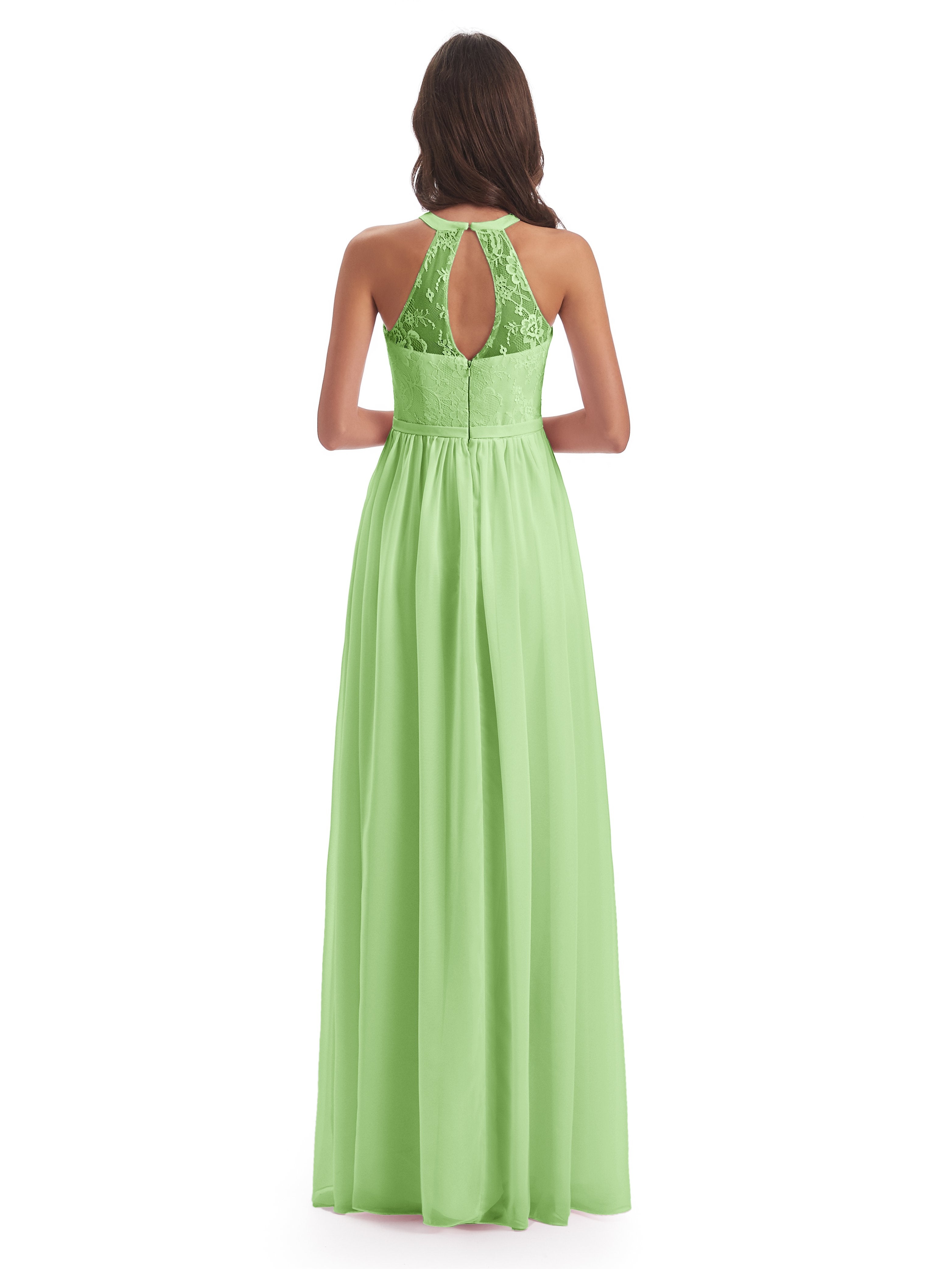 Ailani Halter Split Lace Long Bridesmaid Dresses