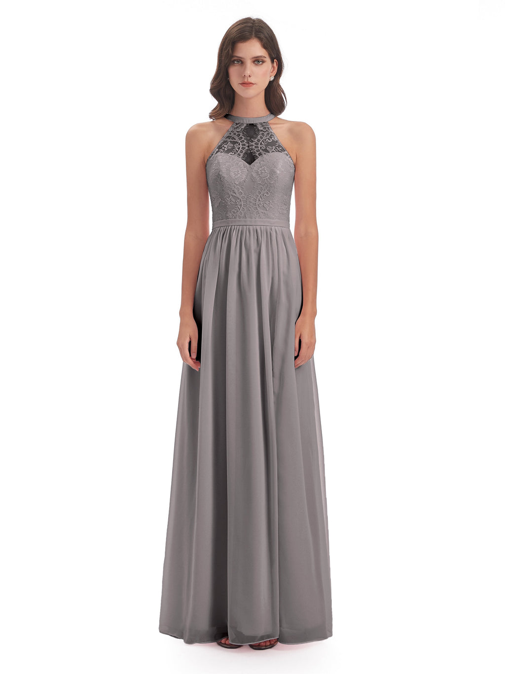 Ailani Halter Split Lace Long Bridesmaid Dresses
