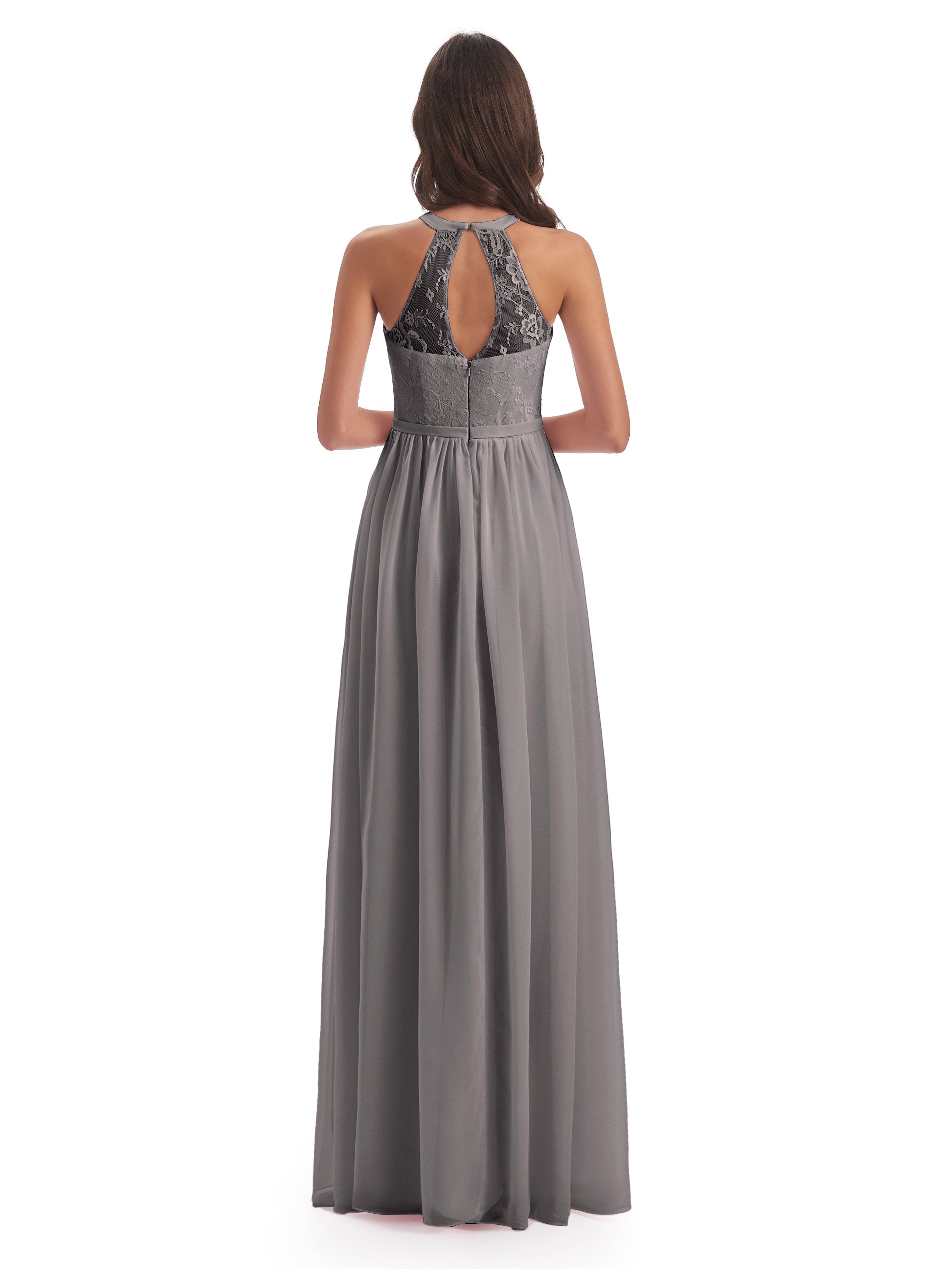 Ailani Halter Split Lace Long Bridesmaid Dresses