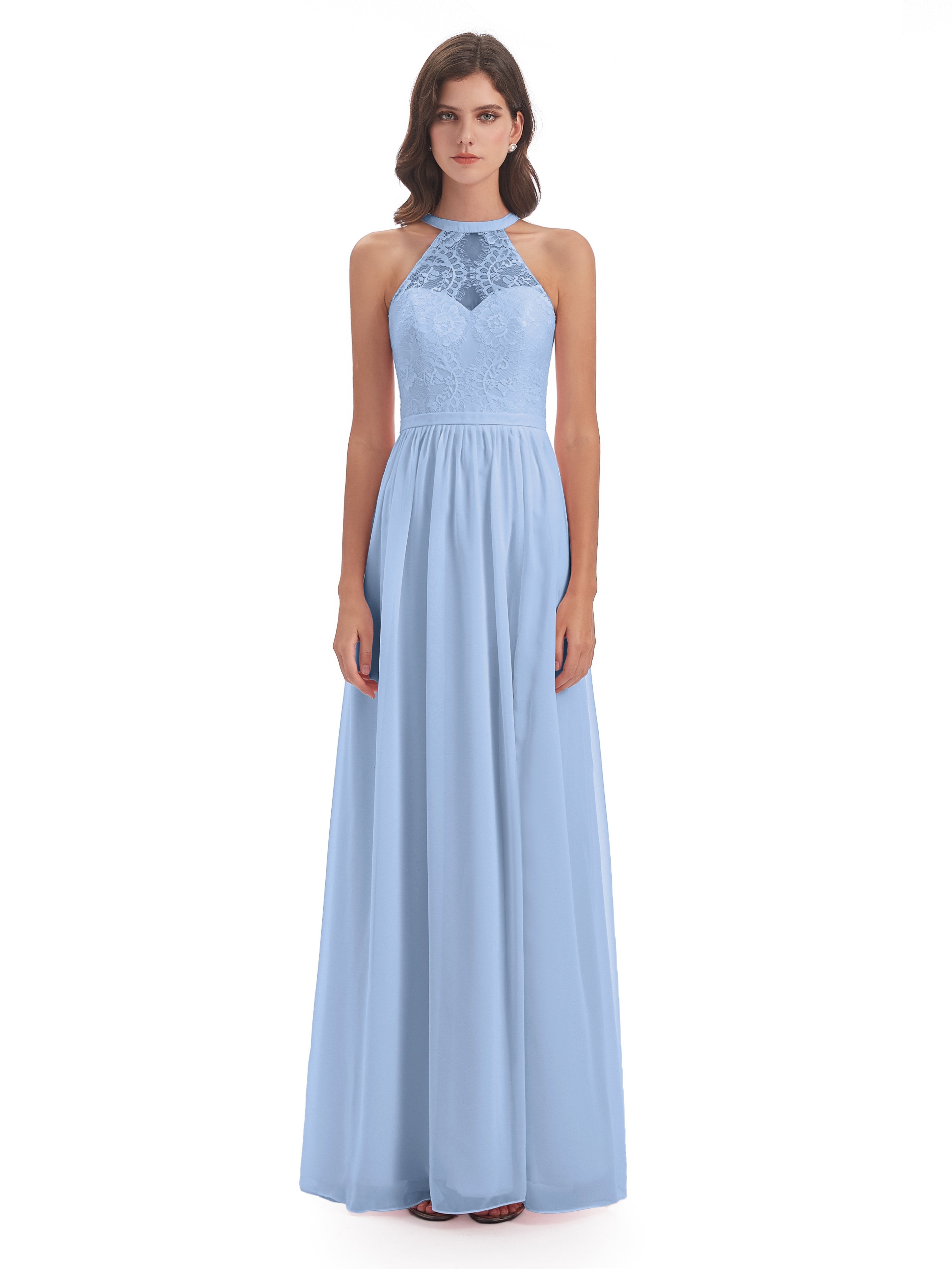 Ailani Halter Split Lace Long Bridesmaid Dresses