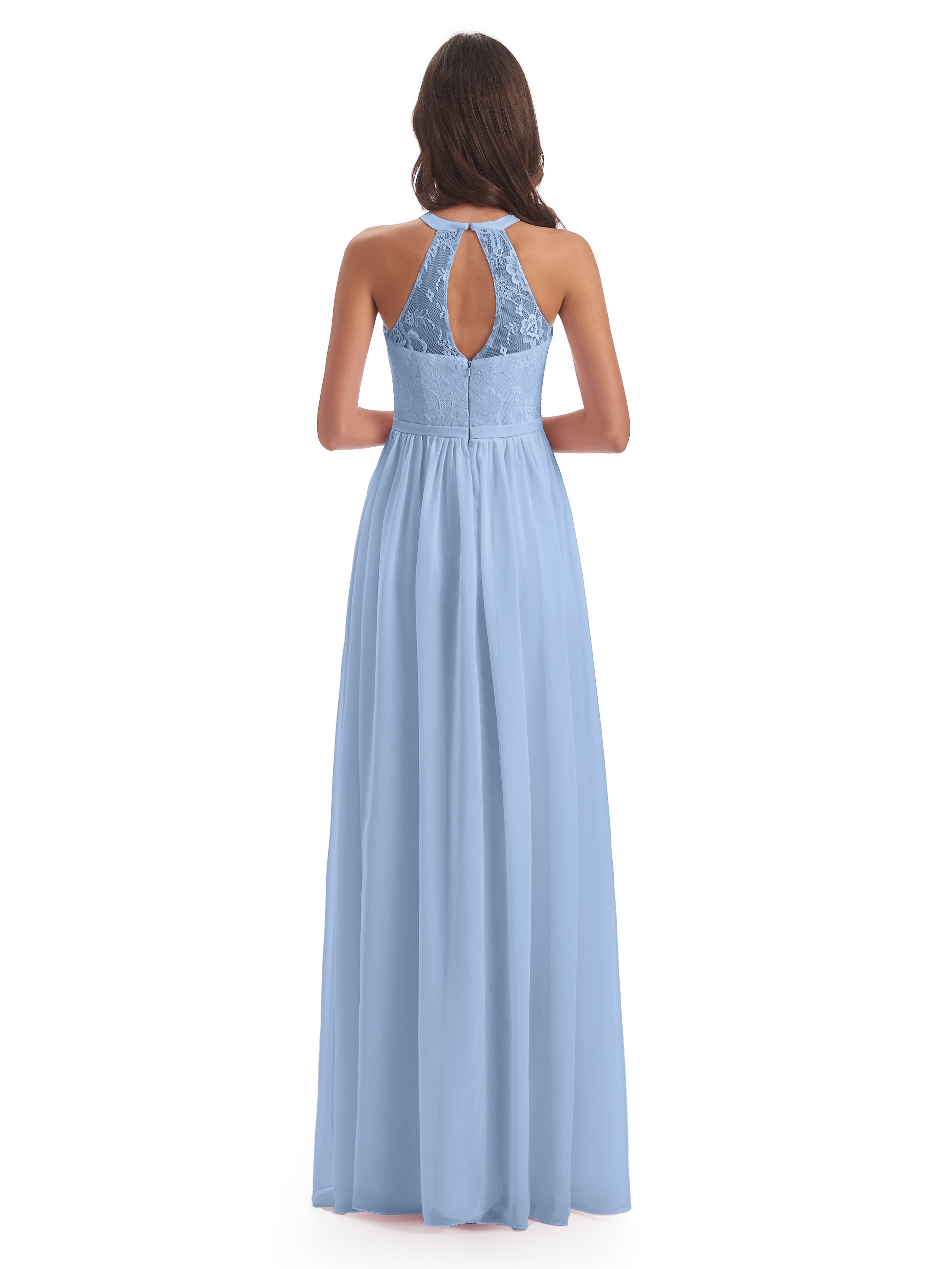 Ailani Halter Split Lace Long Bridesmaid Dresses