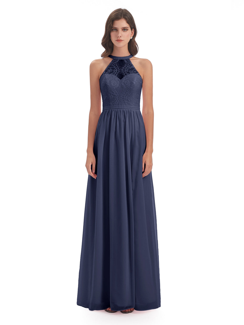 Ailani Halter Split Lace Long Bridesmaid Dresses