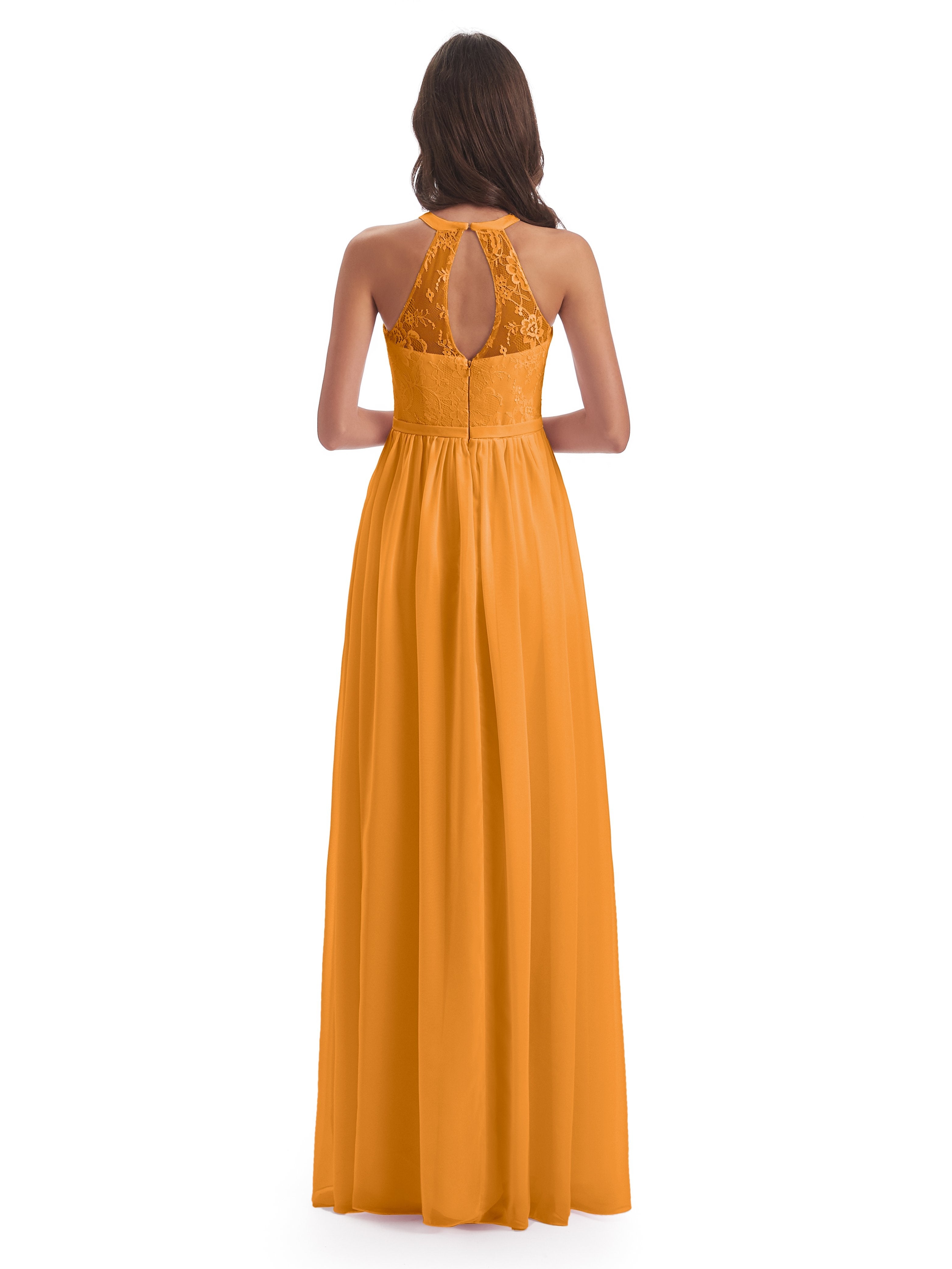Ailani Halter Split Lace Long Bridesmaid Dresses
