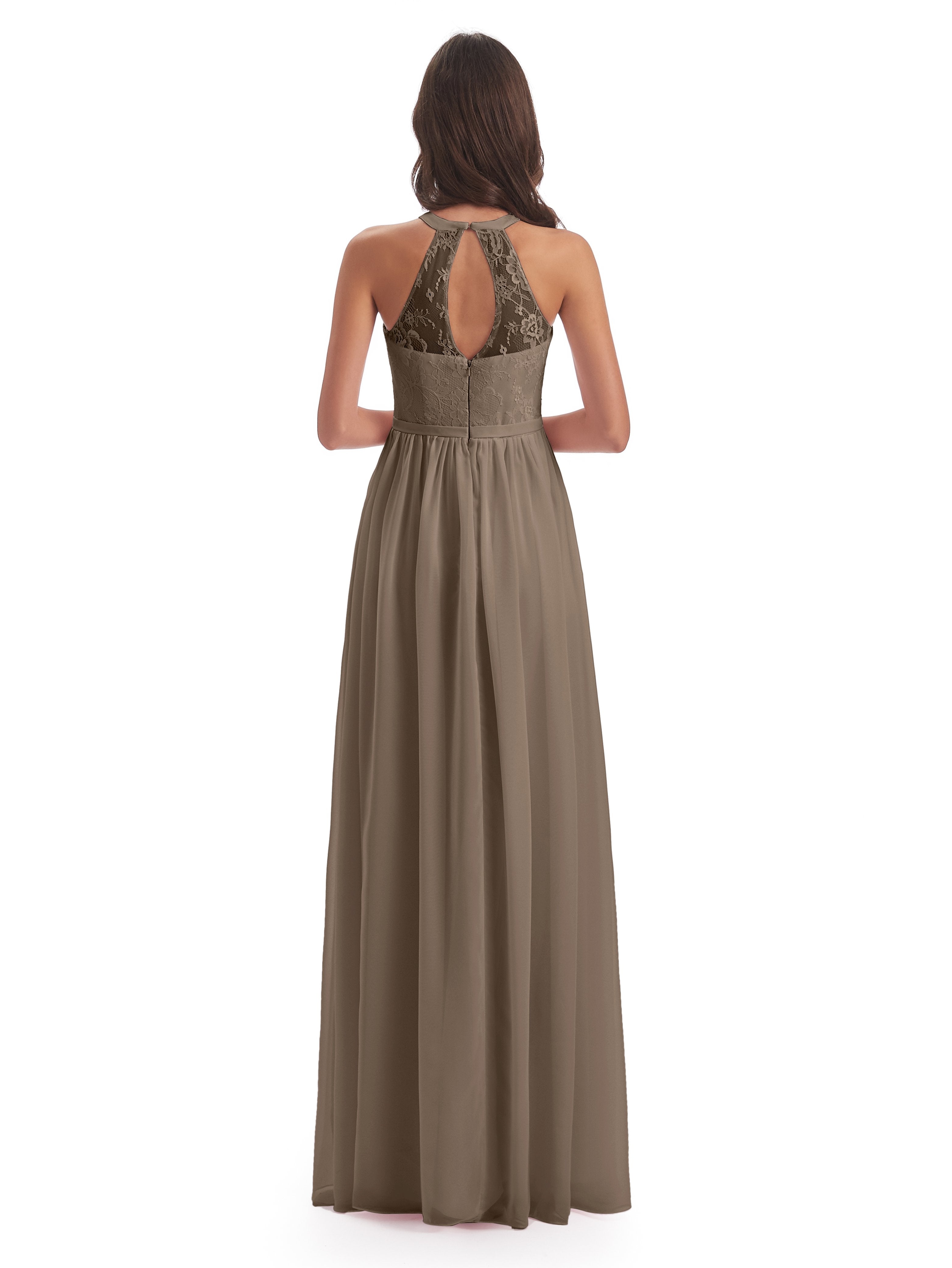 Ailani Halter Split Lace Long Bridesmaid Dresses