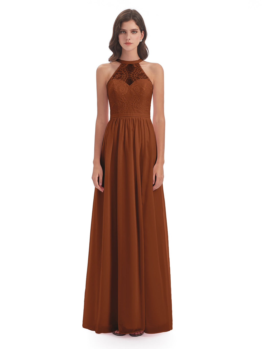 Ailani Halter Split Lace Long Bridesmaid Dresses